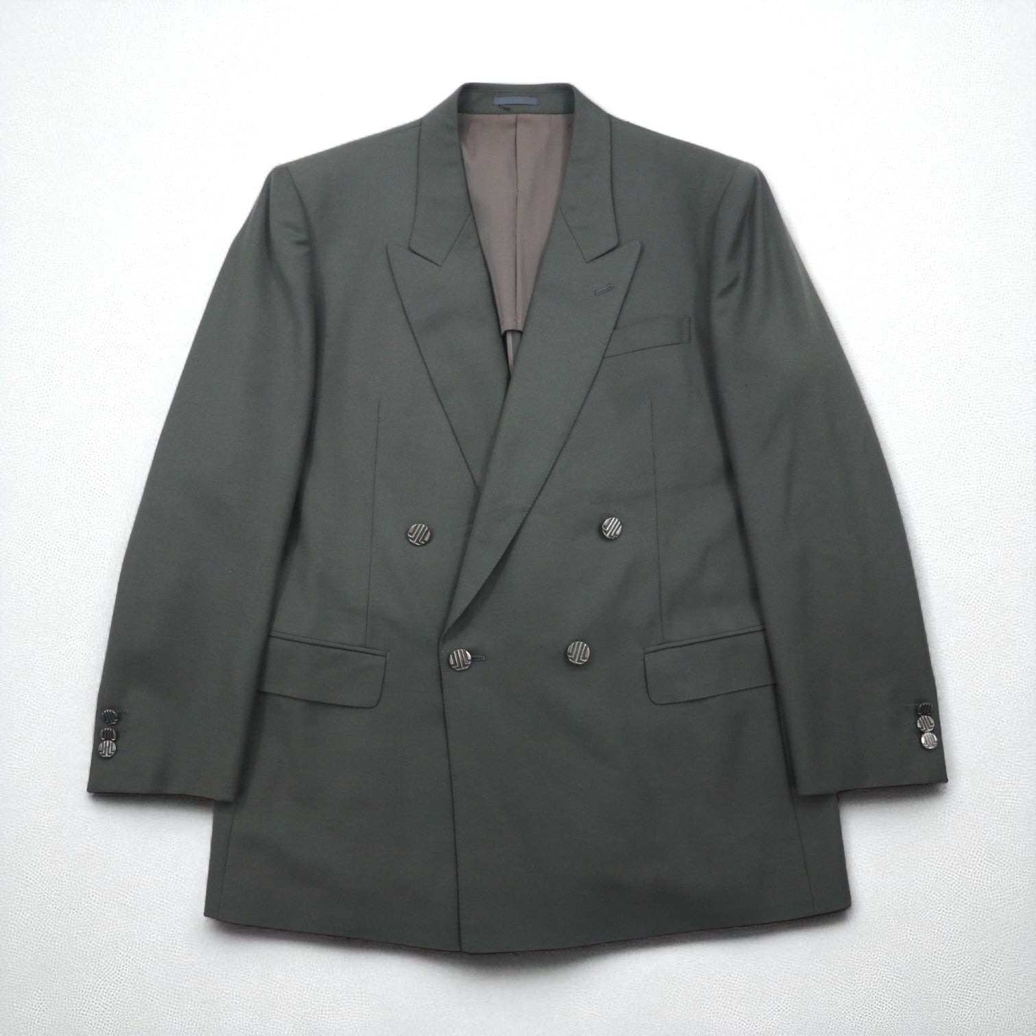 LANVIN 90年代 ダブルブレスト ピークドラペル スーツ ブレザー セットアップ L メタルボタン ワイド