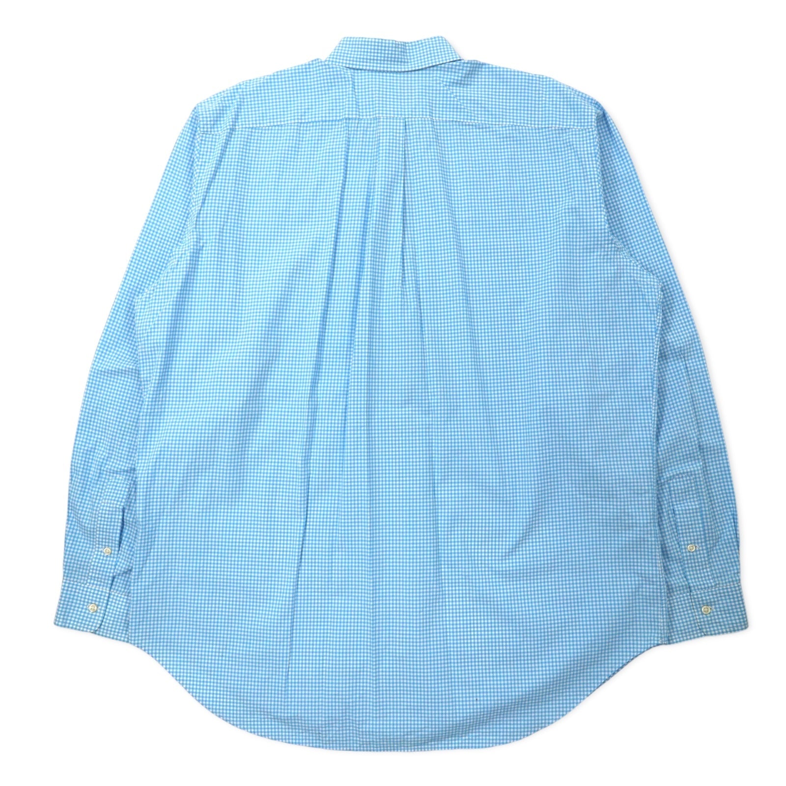 RALPH LAUREN Camicia Button-Down XLT TALL Blu Gingham Cotone Ricamo Small Pony