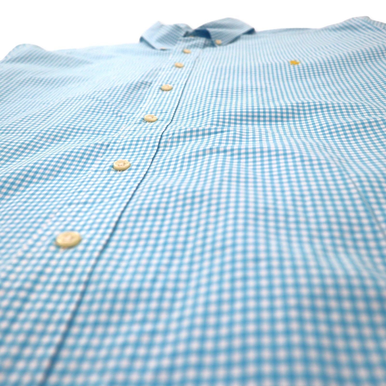 RALPH LAUREN Camicia Button-Down XLT TALL Blu Gingham Cotone Ricamo Small Pony