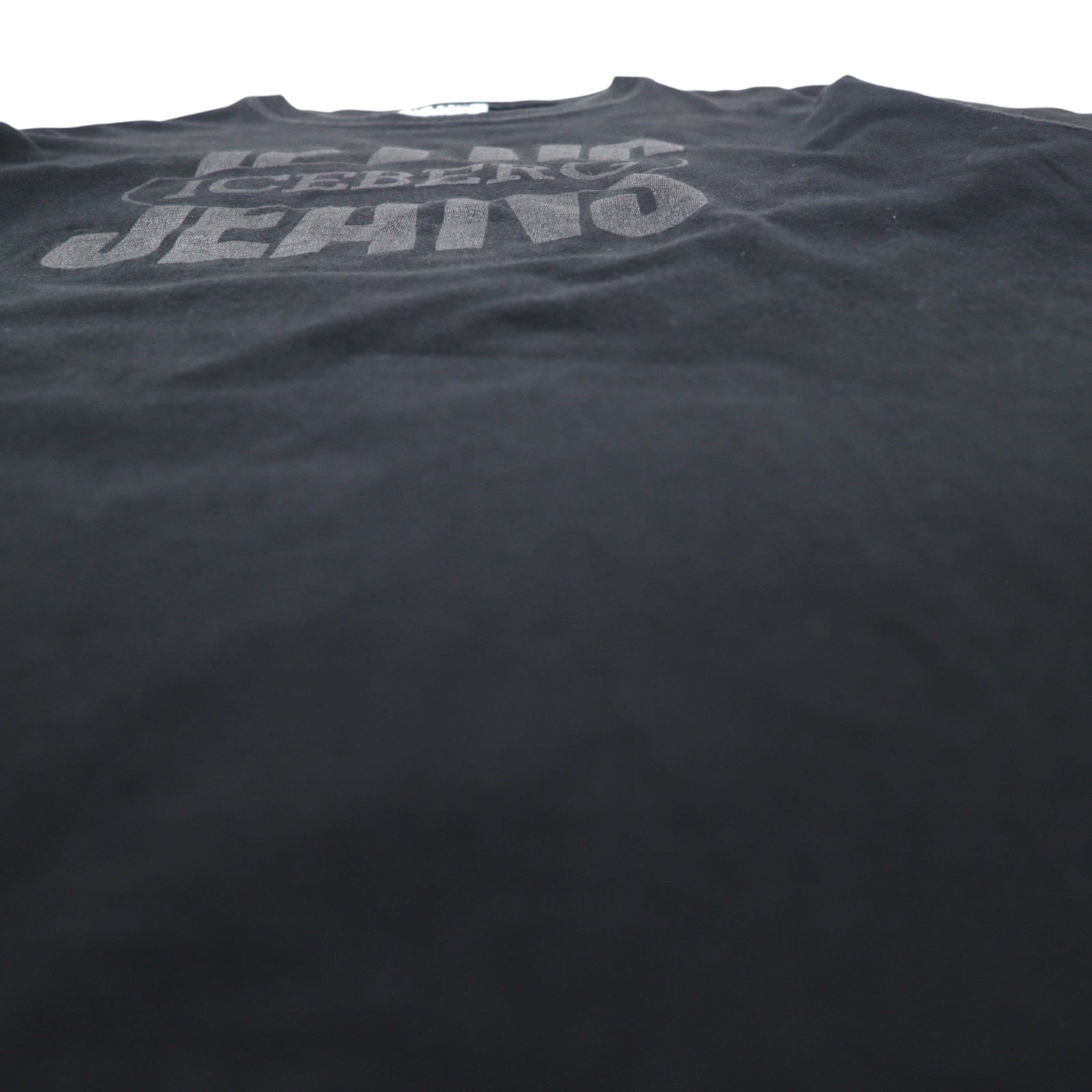 ICEBERG JEANS T-shirt a maniche corte con stampa logo, anni '90, made in Italy, cotone, nero, taglia L