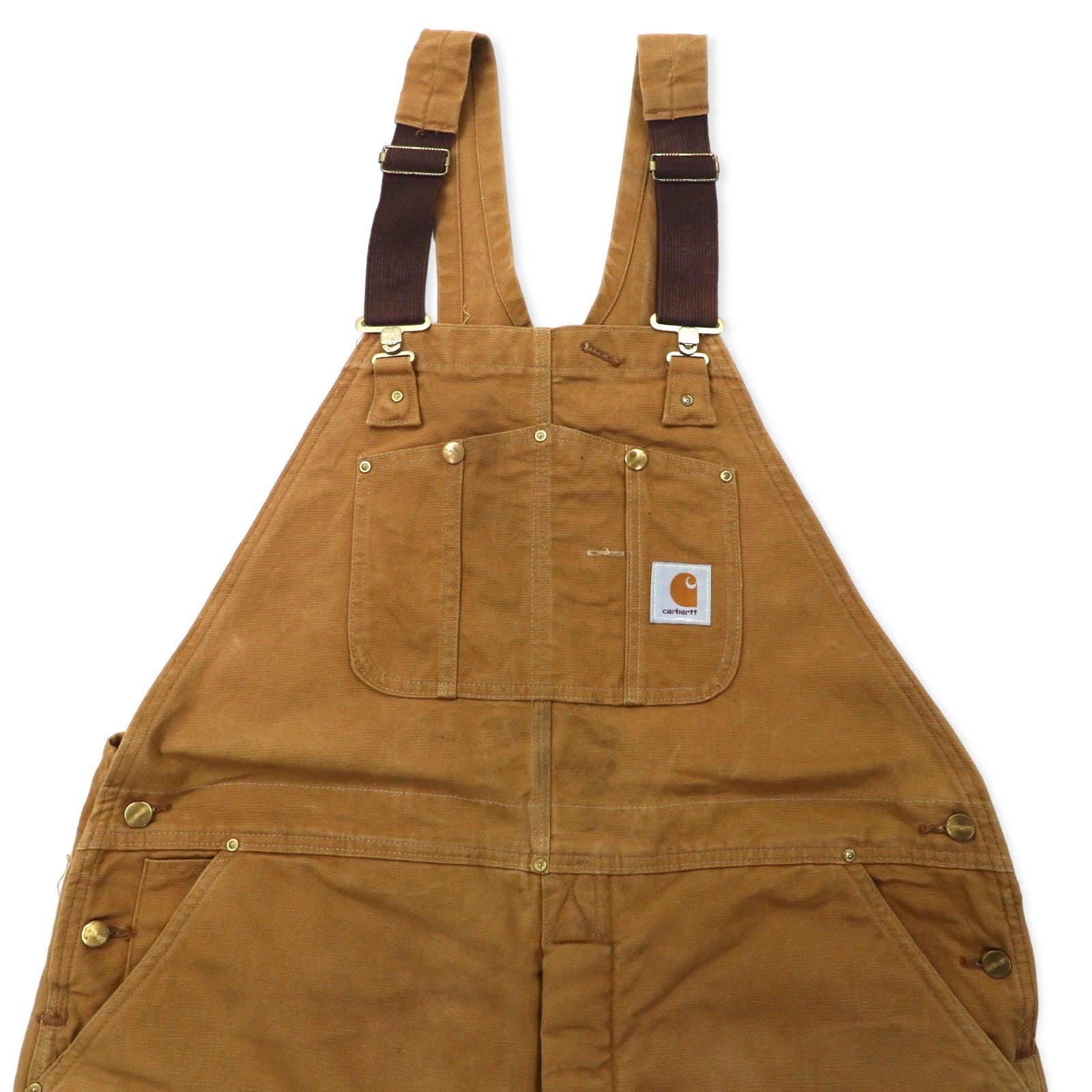 Carhartt USA 80s tuta salopette gamba larga anatra 44 beige cotone trapuntata internamente etichetta stella RUGGED FLEX RIGBY BIB OVERALLS 6FBQZ