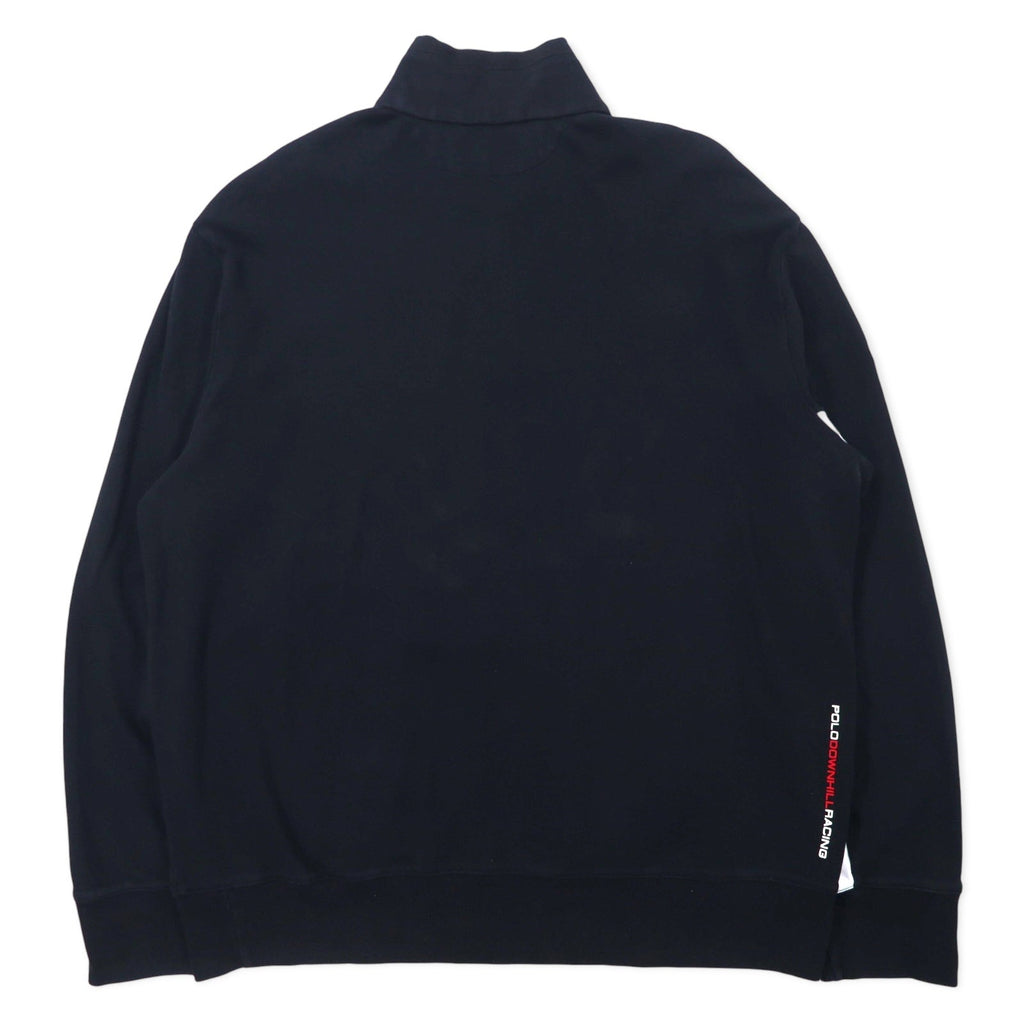 POLO RALPH LAUREN ハーフジップ スウェット XL ブラック コットン POLO DOWNHILL RACING SERIES