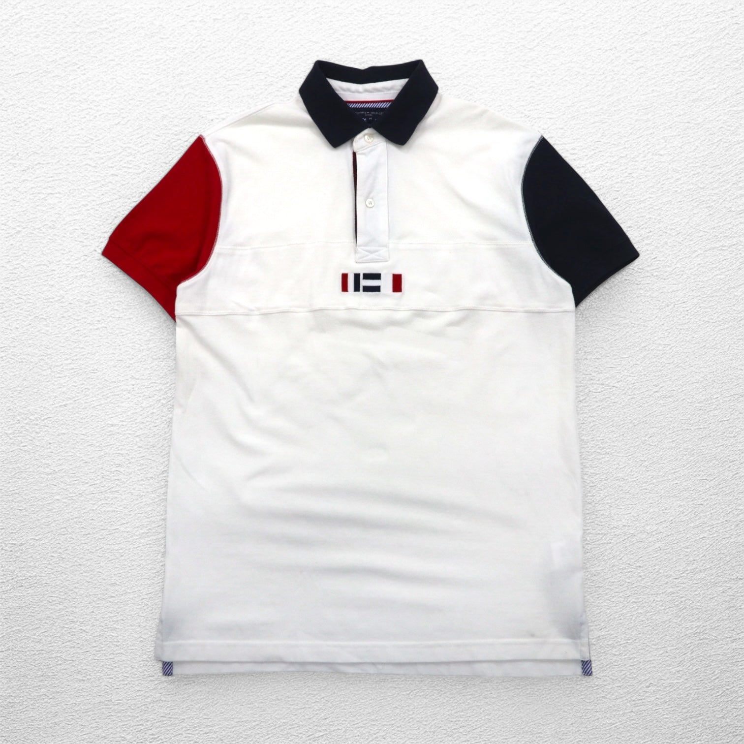 Polo TOMMY HILFIGER SAILING, taglia M, colore bianco, tricolore, cotone a due capi anni '40