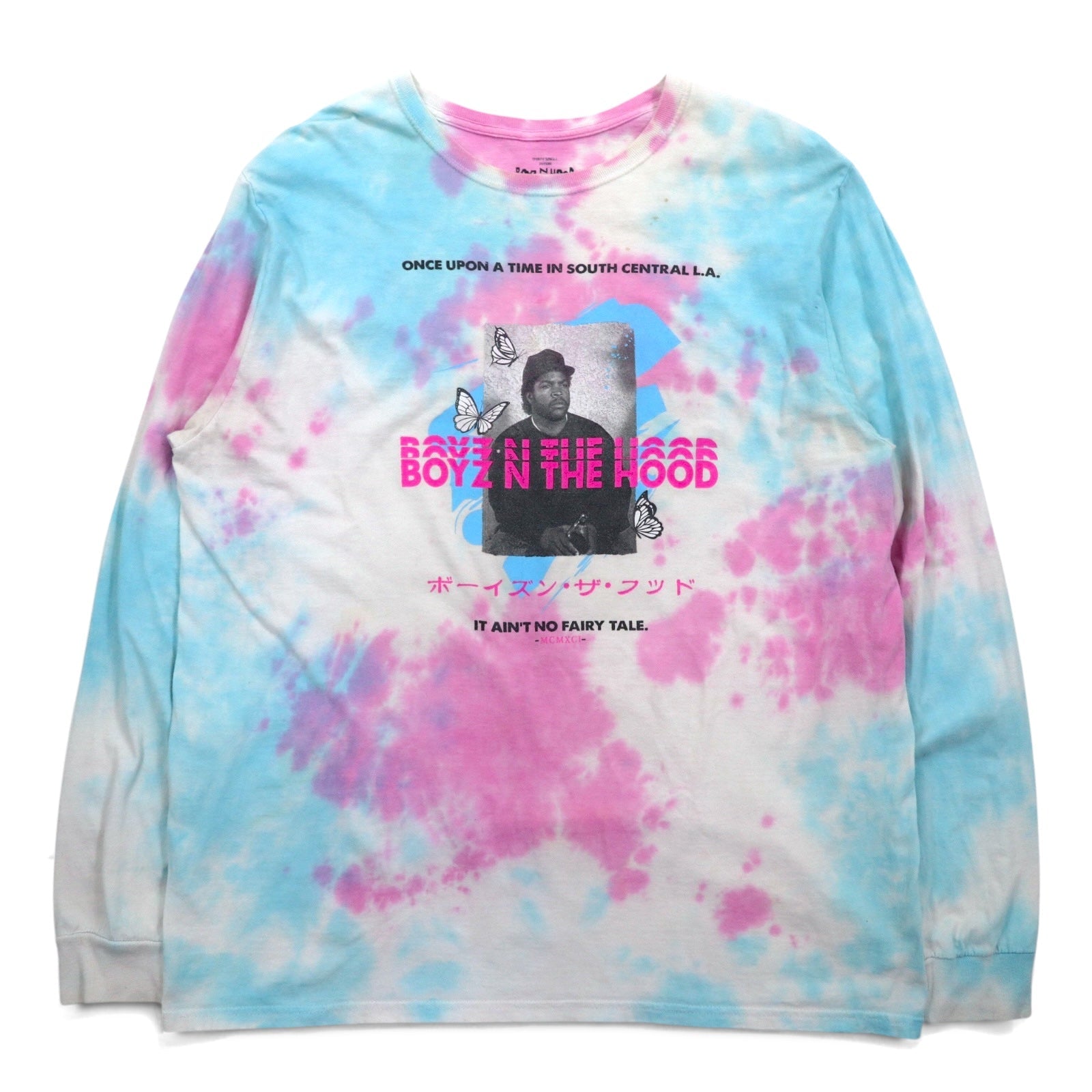 BOYZ N THE HOOD Film anni '90 ICE CUBE Hip Hop T-shirt a maniche lunghe L Tie-dye N.W.A.