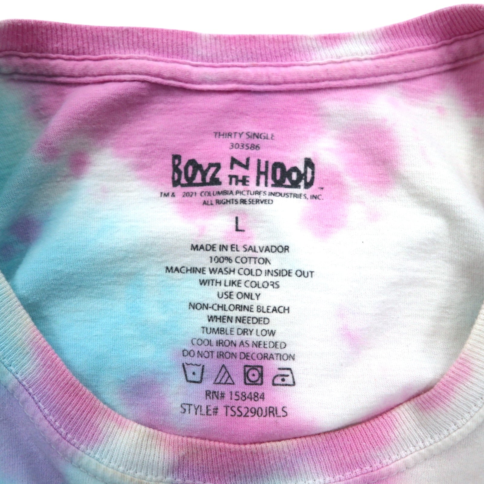 BOYZ N THE HOOD Film anni '90 ICE CUBE Hip Hop T-shirt a maniche lunghe L Tie-dye N.W.A.