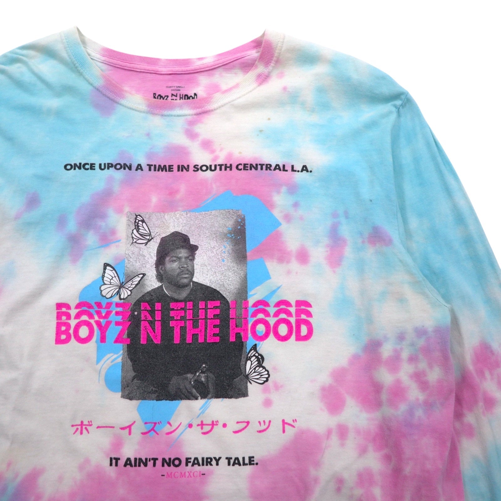 BOYZ N THE HOOD Film anni '90 ICE CUBE Hip Hop T-shirt a maniche lunghe L Tie-dye N.W.A.