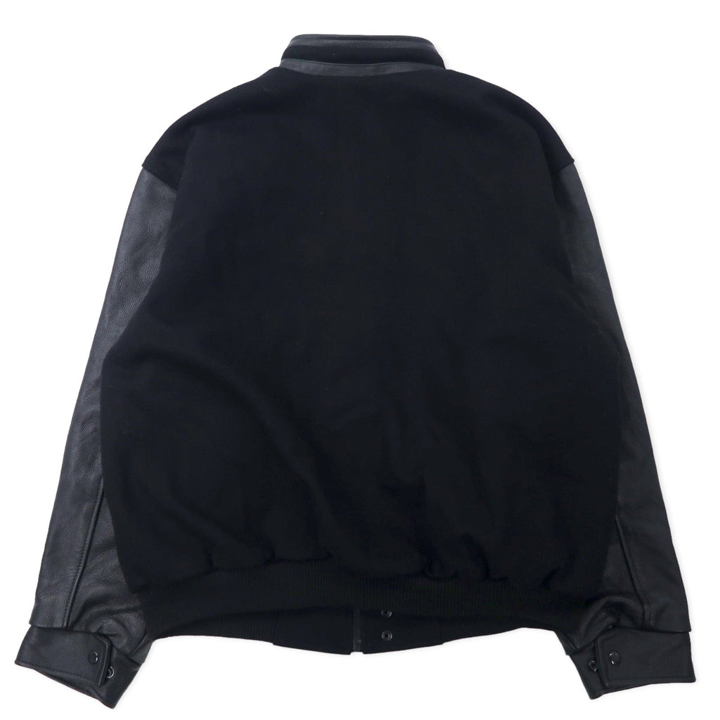 NORTH END Made in Canada Anni '90 Giacca College con Maniche in Pelle XL Nera Lana Ricamo NASA