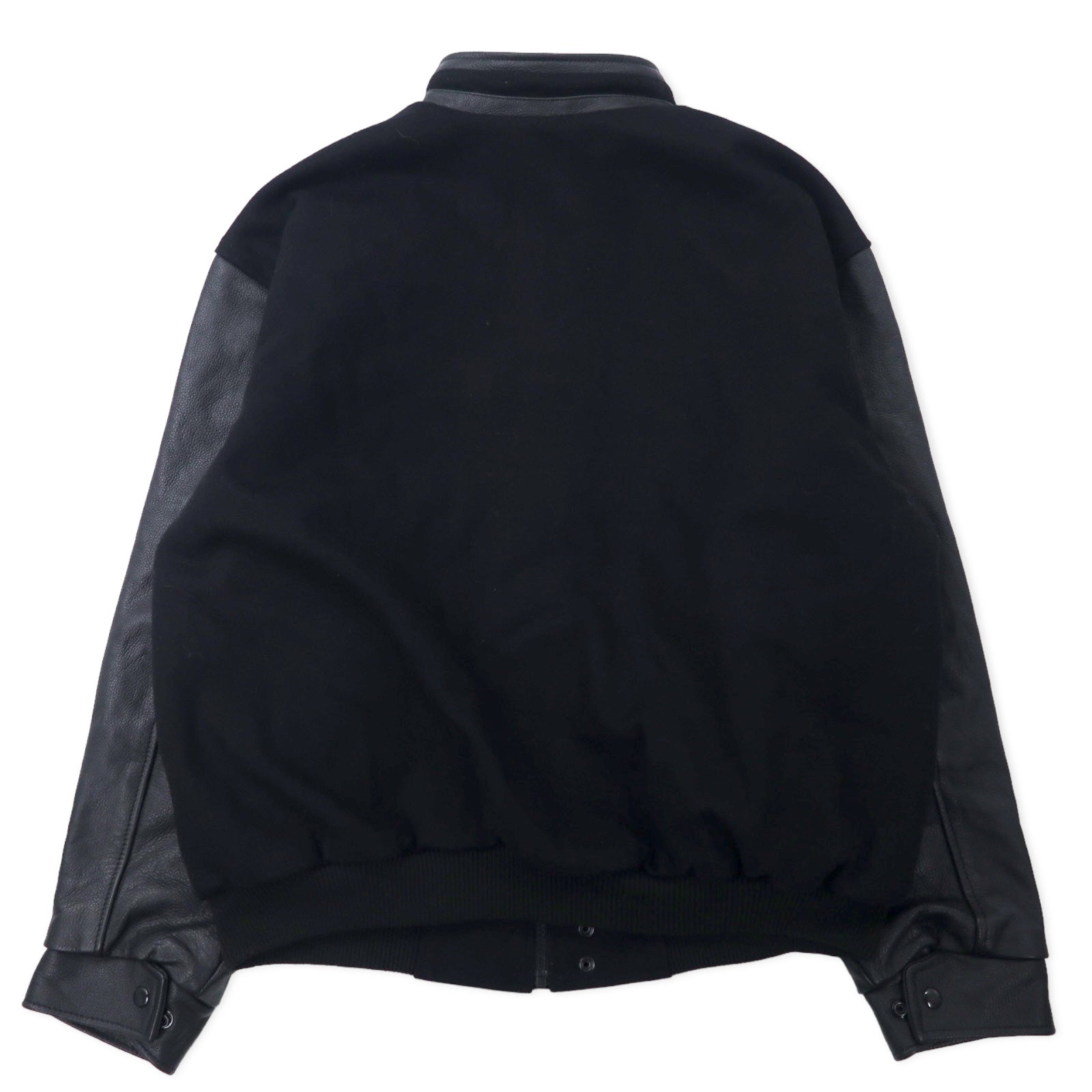 NORTH END Made in Canada Anni '90 Giacca College con Maniche in Pelle XL Nera Lana Ricamo NASA