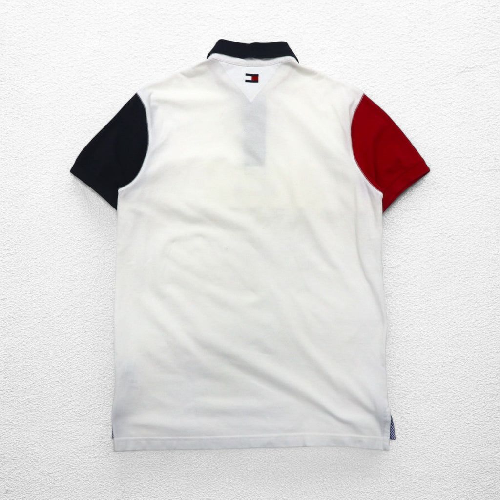 Polo TOMMY HILFIGER SAILING, taglia M, colore bianco, tricolore, cotone a due capi anni '40