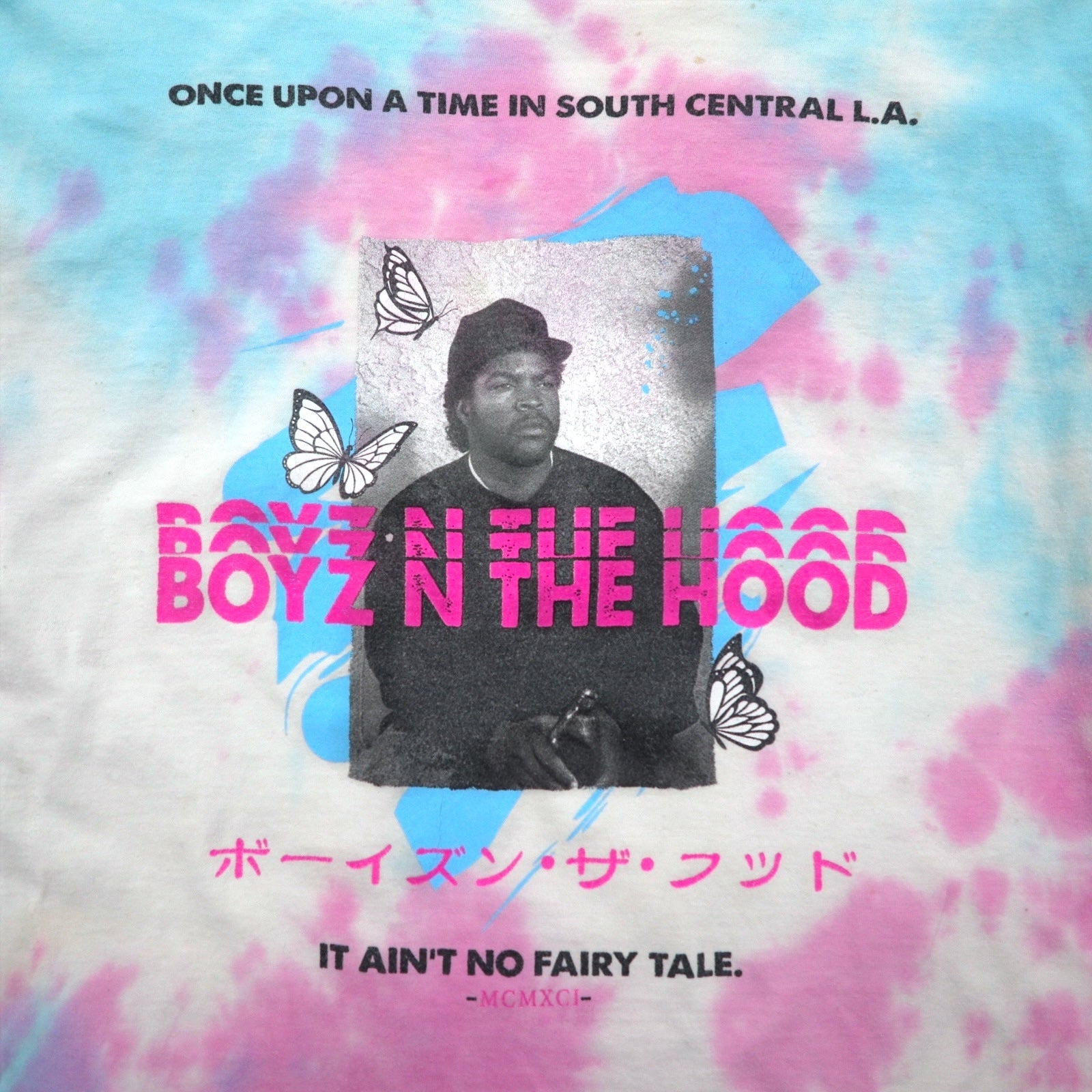 BOYZ N THE HOOD Film anni '90 ICE CUBE Hip Hop T-shirt a maniche lunghe L Tie-dye N.W.A.