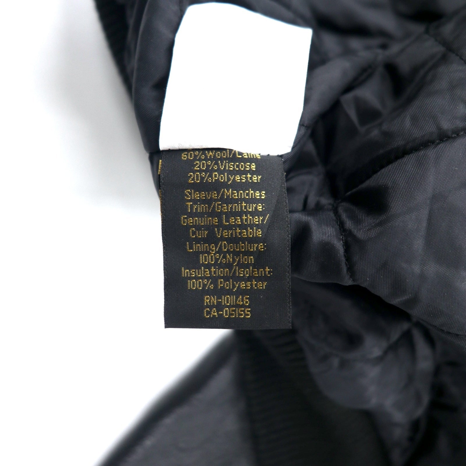 NORTH END Made in Canada Anni '90 Giacca College con Maniche in Pelle XL Nera Lana Ricamo NASA