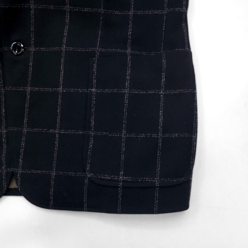 Blazer vintage anni '80 Giappone KITAMURA Anni '80 Prodotto in Giappone Giacca sartoriale M Nero Lana Tweed Quadri a finestra