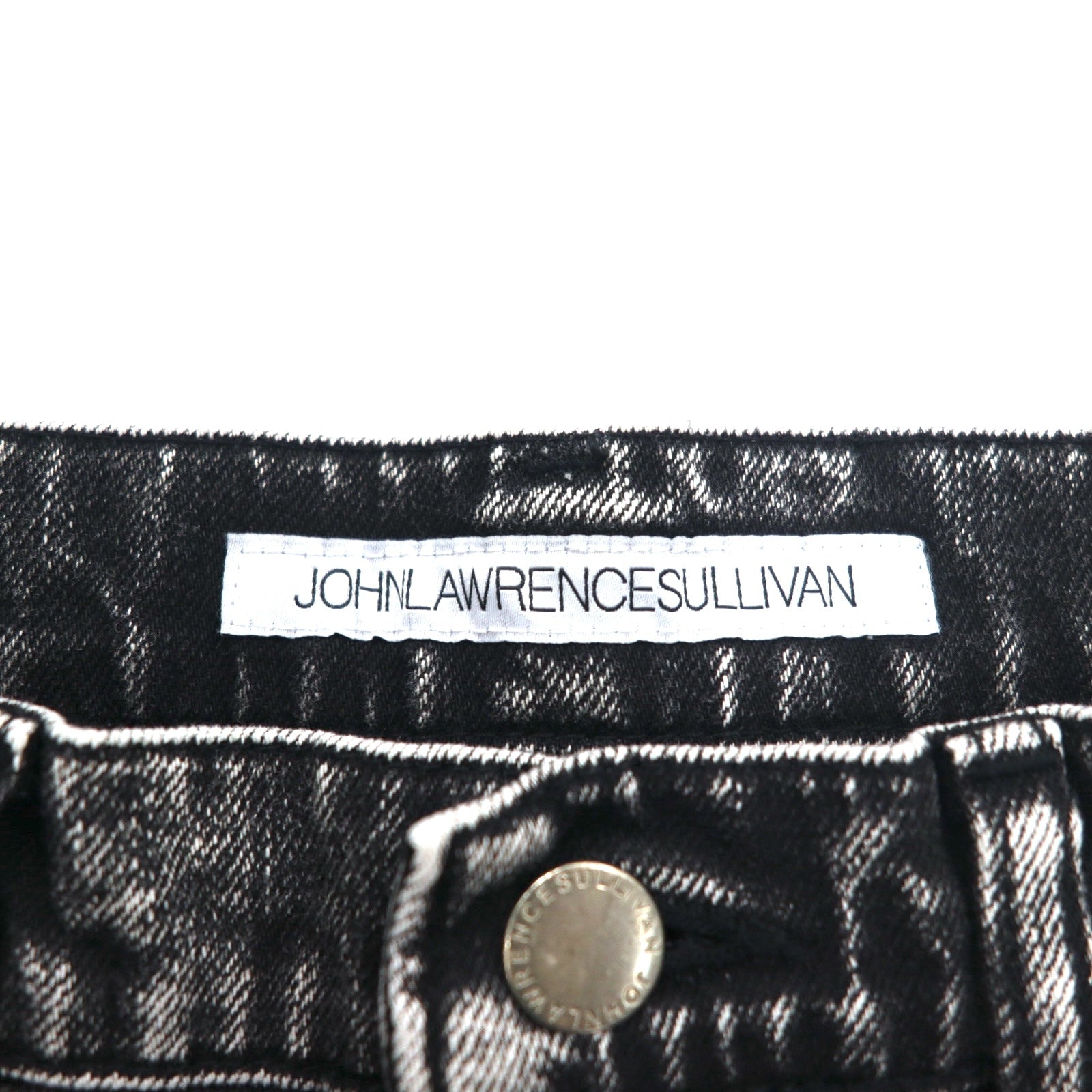 JOHN LAWRENCE SULLIVAN Jeans skinny lavaggio acido, taglia L, nero grigio, 2B011 14-48, made in Japan, nuovo con etichette