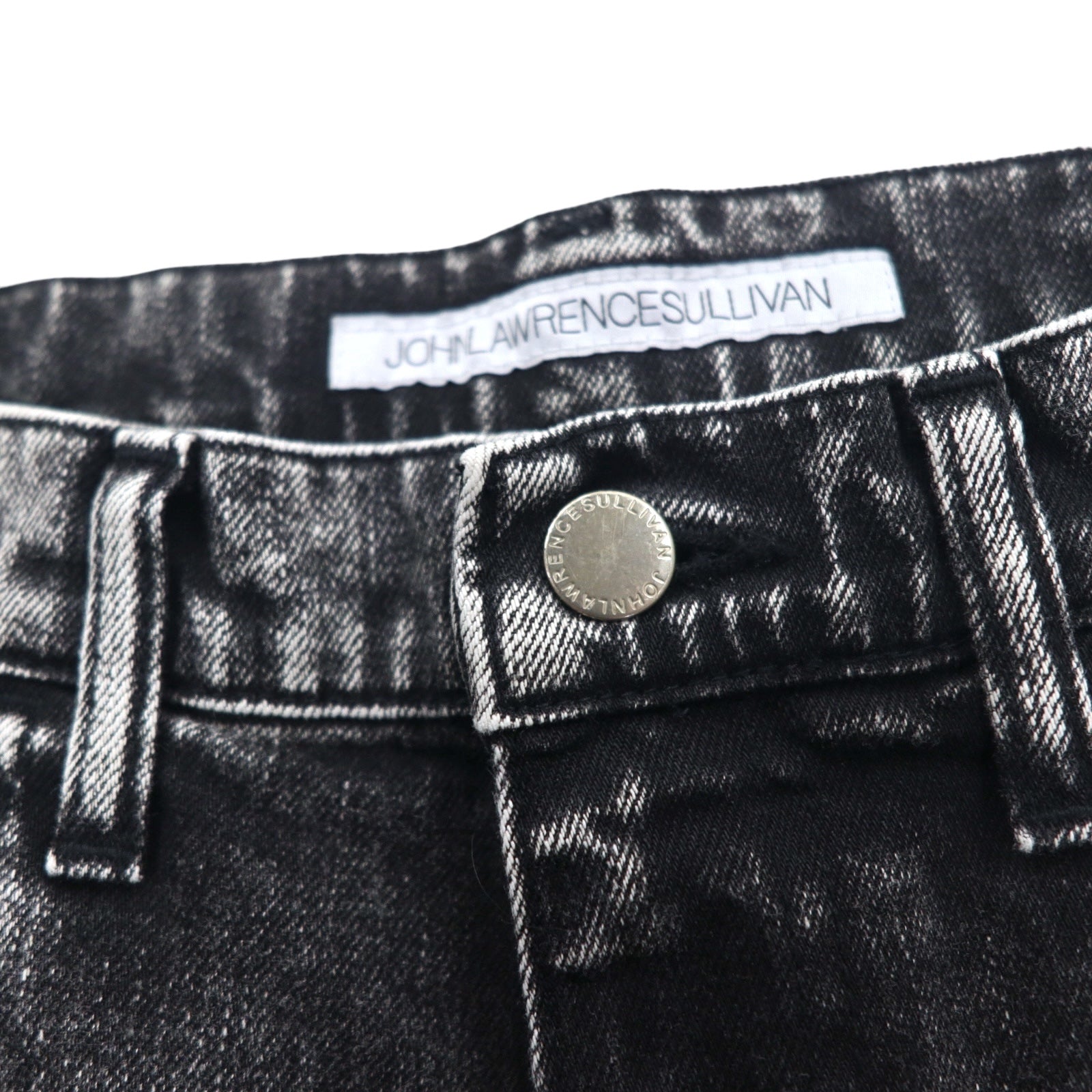 JOHN LAWRENCE SULLIVAN Jeans skinny lavaggio acido, taglia L, nero grigio, 2B011 14-48, made in Japan, nuovo con etichette