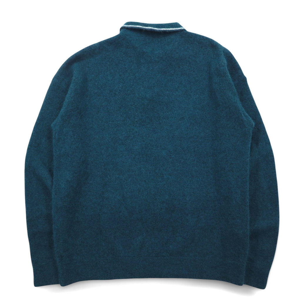 SON OF THE CHEESE Mezza zip Polo Maglione L Verde Alpaca Lana ZIP POLO SC2120-KN05