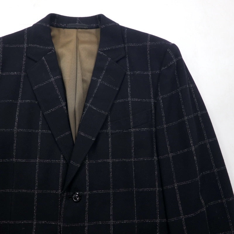 Blazer vintage anni '80 Giappone KITAMURA Anni '80 Prodotto in Giappone Giacca sartoriale M Nero Lana Tweed Quadri a finestra