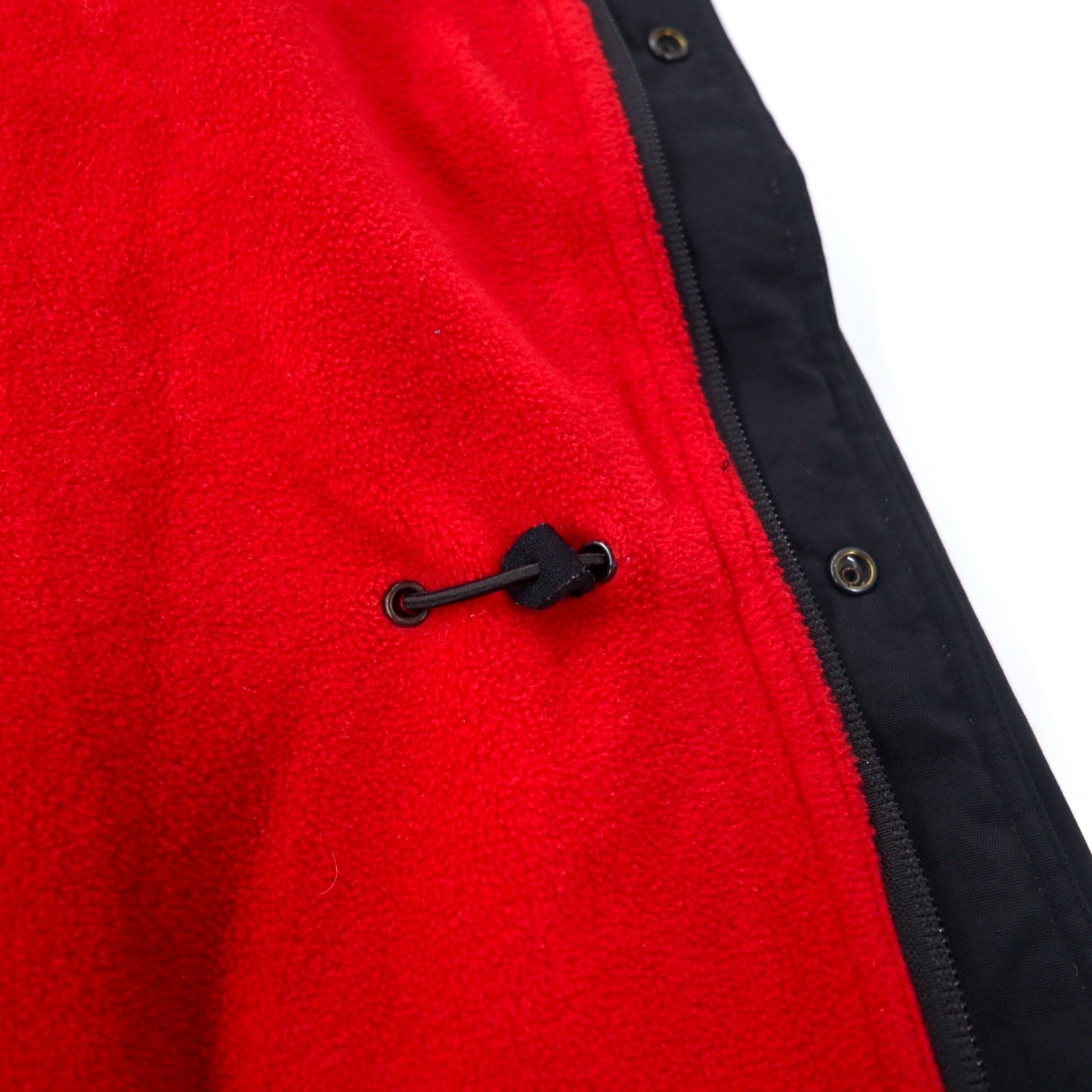 POLO SPORT RALPH LAUREN Giacca a vento anni '90 con cappuccio in nylon, taglia XL, nera, fodera in pile, logo stampato sul retro, coulisse