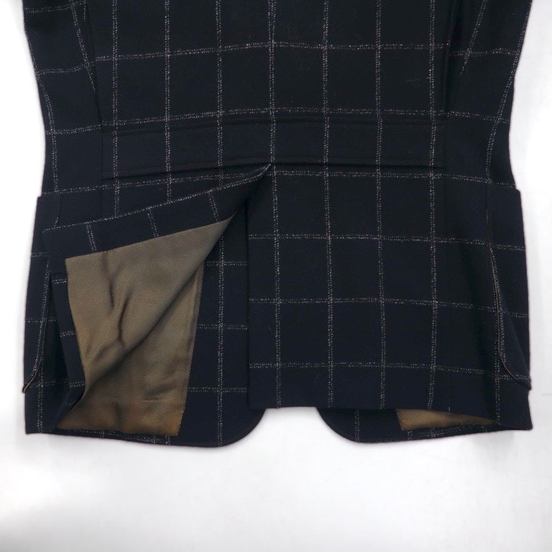 Blazer vintage anni '80 Giappone KITAMURA Anni '80 Prodotto in Giappone Giacca sartoriale M Nero Lana Tweed Quadri a finestra