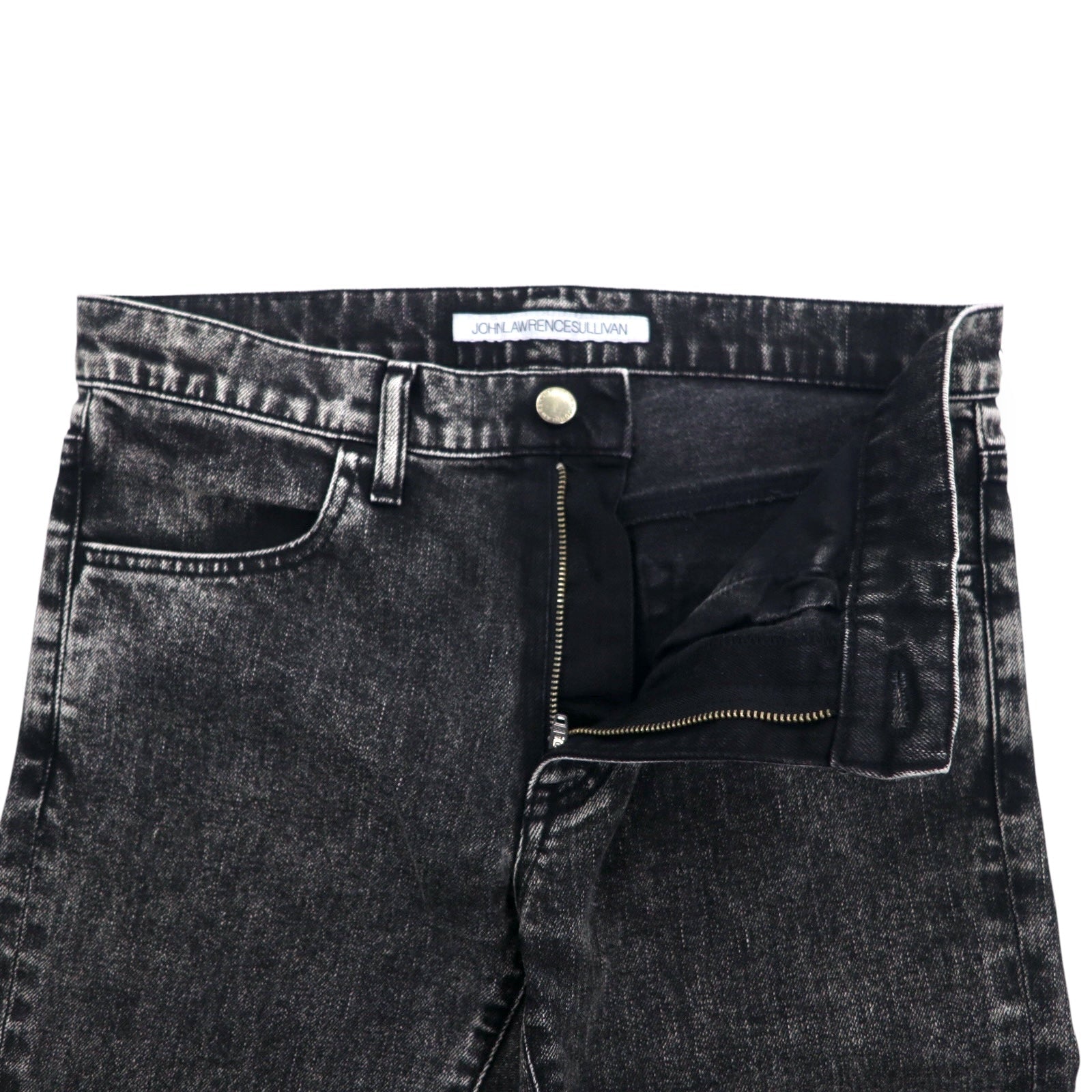 JOHN LAWRENCE SULLIVAN Jeans skinny lavaggio acido, taglia L, nero grigio, 2B011 14-48, made in Japan, nuovo con etichette