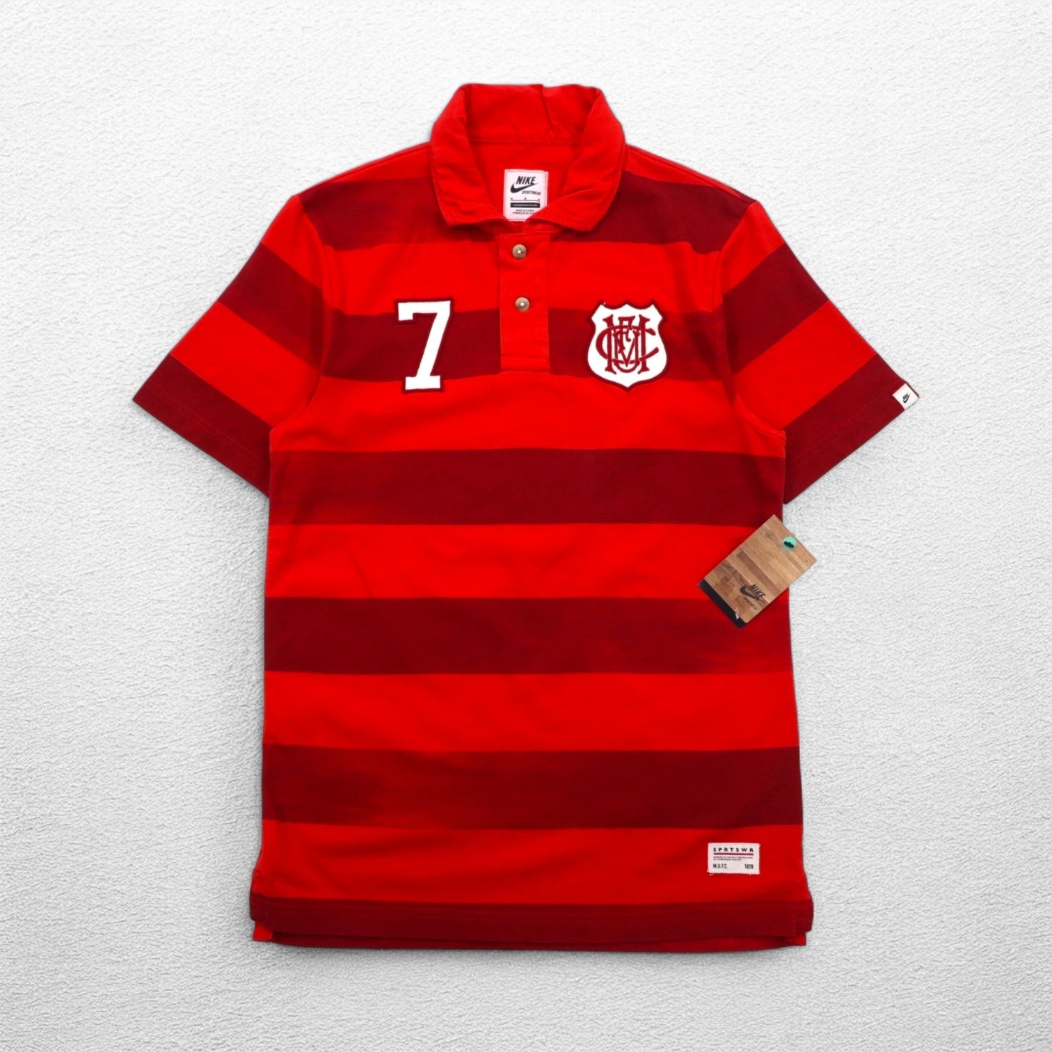 NIKE Polo a righe M rosso cotone Manchester United FC 543972-605 Articolo nuovo