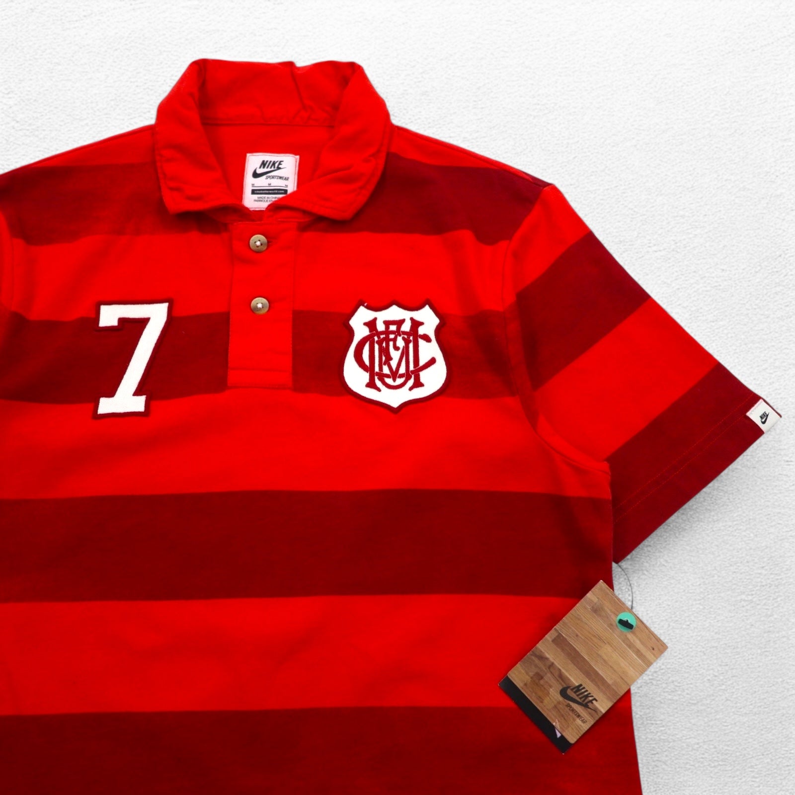 NIKE Polo a righe M rosso cotone Manchester United FC 543972-605 Articolo nuovo