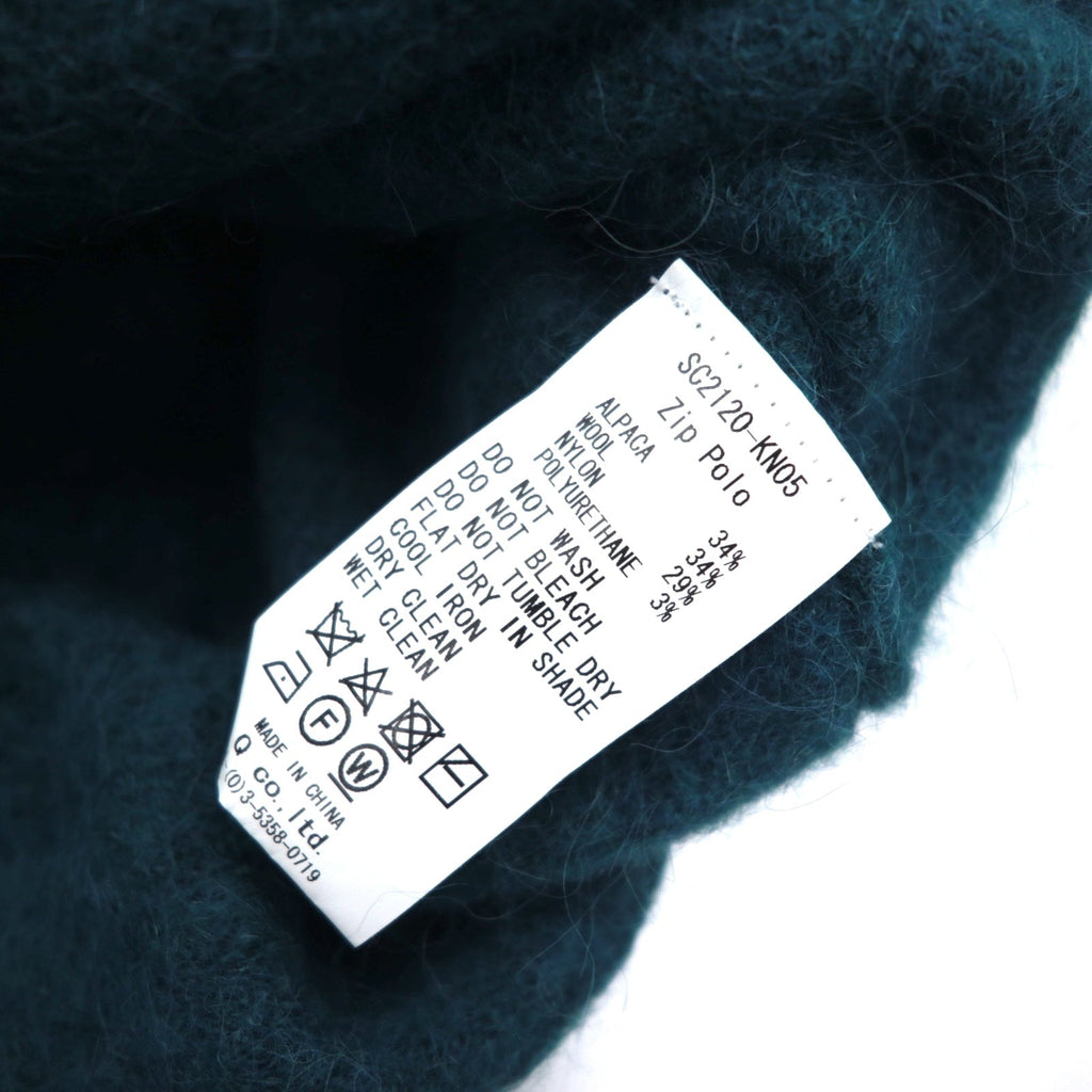 SON OF THE CHEESE Mezza zip Polo Maglione L Verde Alpaca Lana ZIP POLO SC2120-KN05