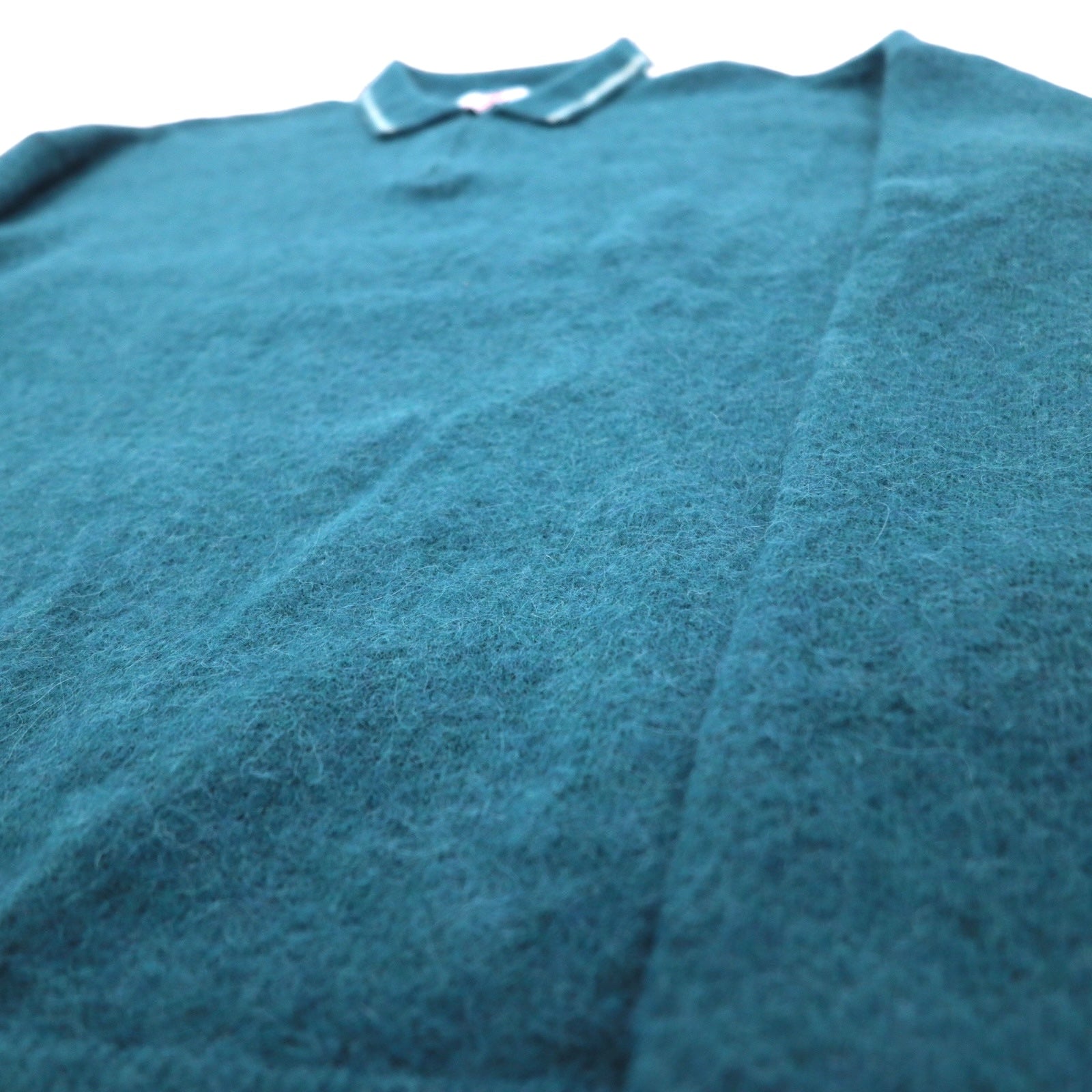SON OF THE CHEESE Mezza zip Polo Maglione L Verde Alpaca Lana ZIP POLO SC2120-KN05