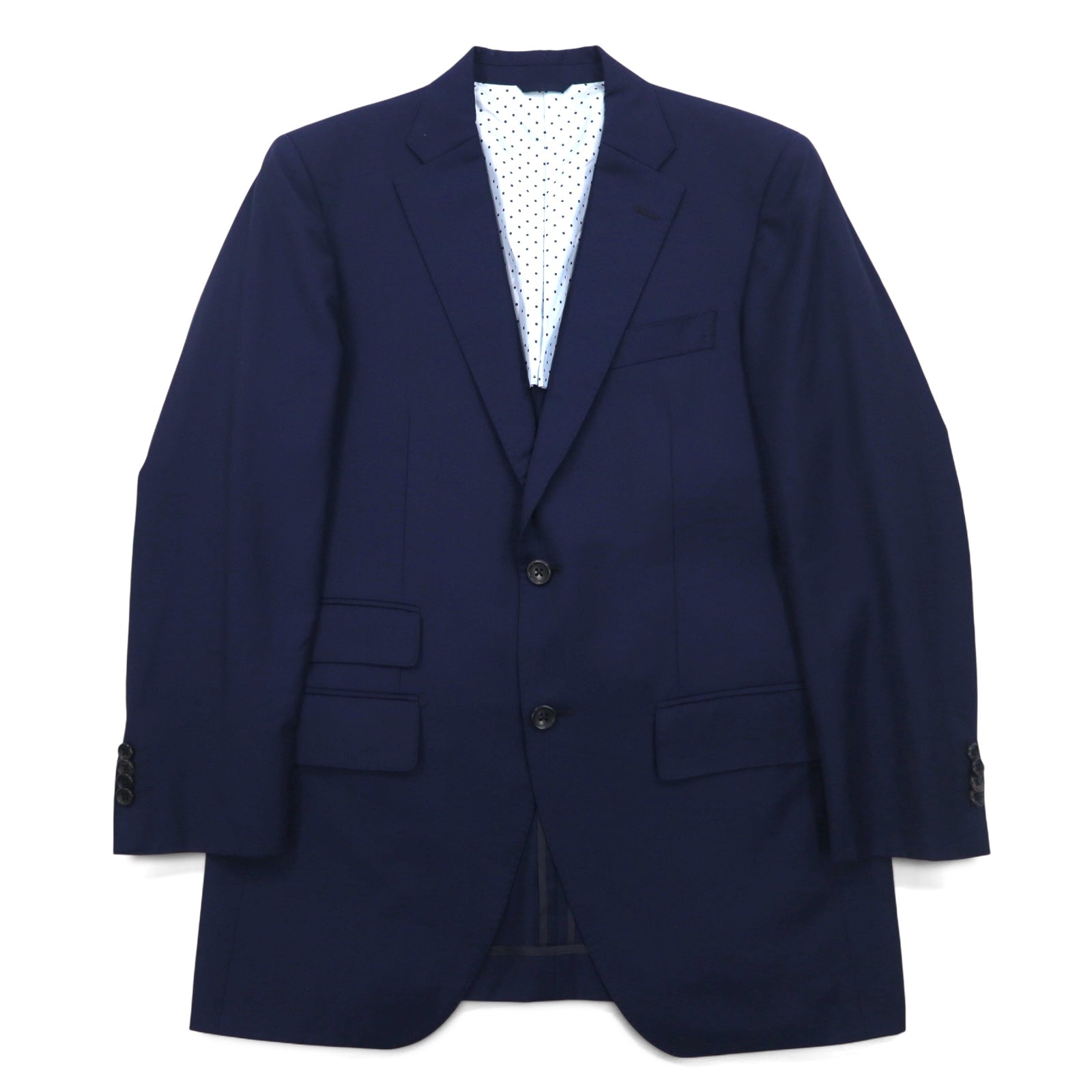 azabu tailor × loro Piana giacca sartoriale monopetto 2 bottoni S blu navy lana fodera a pois made in Japan