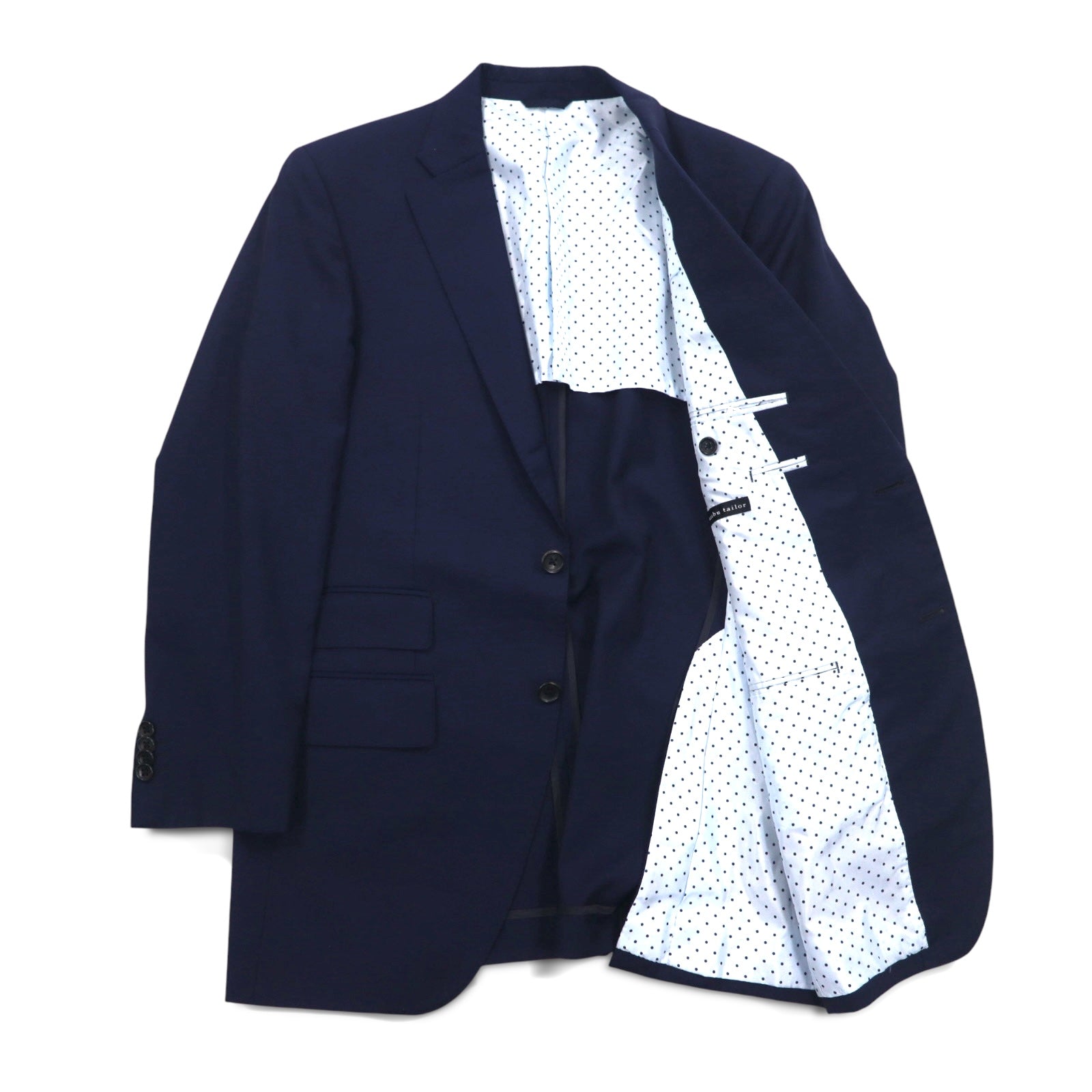 azabu tailor × loro Piana 2B テーラードジャケット S ネイビー ウール 裏地ドット 日本製
