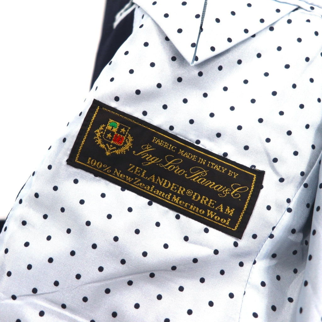 azabu tailor × loro Piana giacca sartoriale monopetto 2 bottoni S blu navy lana fodera a pois made in Japan