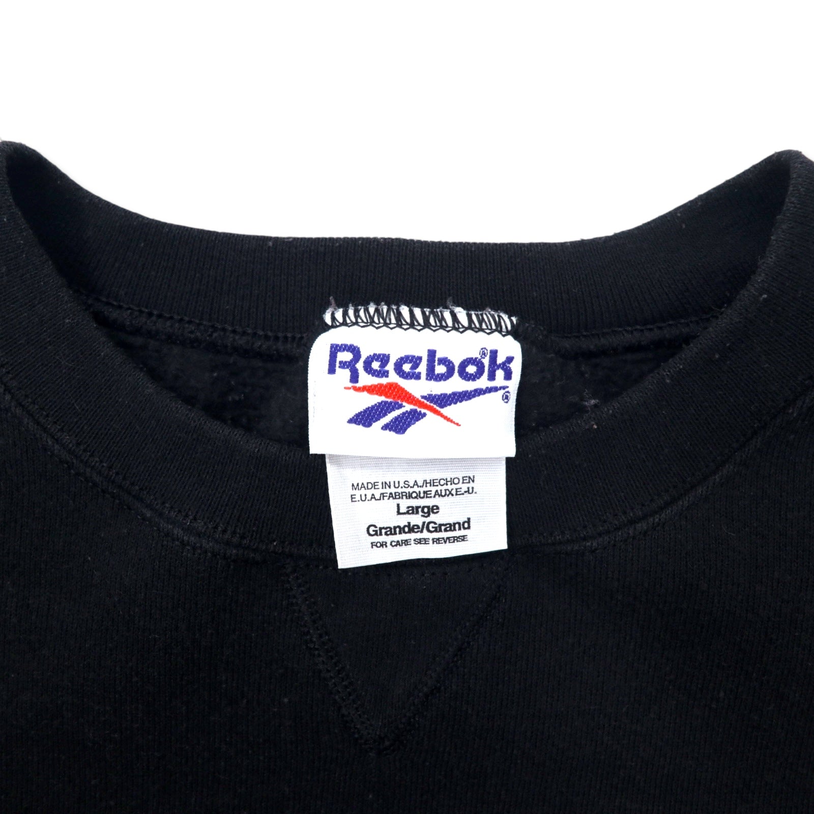 Felpa Reebok USA anni '90, logo Vettore stampato, taglia L, nera, in cotone felpato.