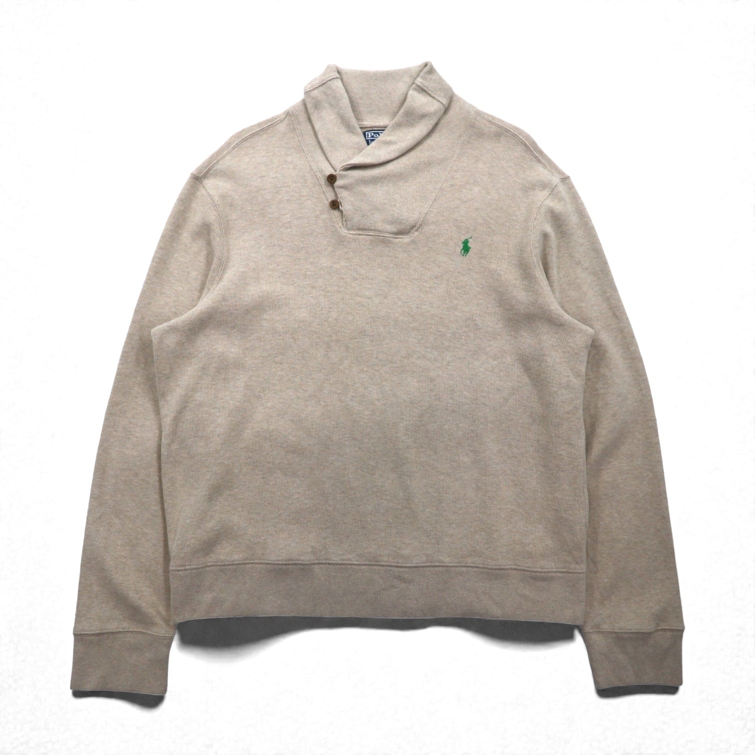 Polo Ralph Lauren 90年代 ショールカラー スウェット トレーナー XL ベージュ スモールポニー刺繡