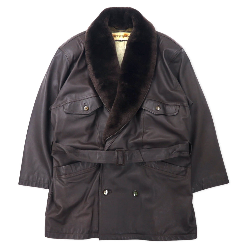 ART GLENHILL FOR MEN - Cappotto in pelle d'agnello scamosciata con collo a scialle, taglia M, colore marrone, in vera pelle di pecora, collo in pelliccia rimovibile, prodotto in Giappone
