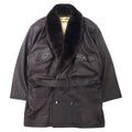 ART GLENHILL FOR MEN - Cappotto in pelle d'agnello scamosciata con collo a scialle, taglia M, colore marrone, in vera pelle di pecora, collo in pelliccia rimovibile, prodotto in Giappone