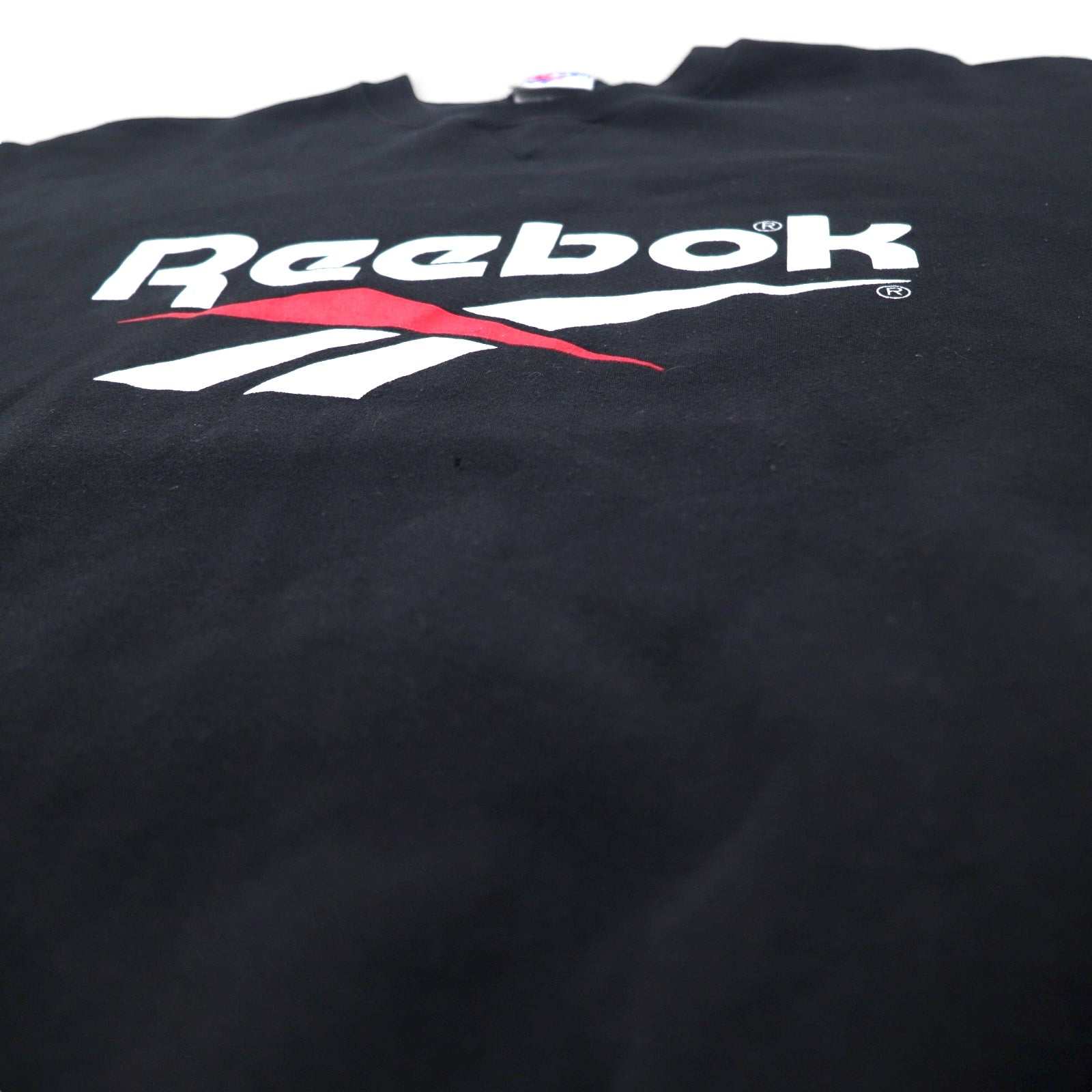 Felpa Reebok USA anni '90, logo Vettore stampato, taglia L, nera, in cotone felpato.