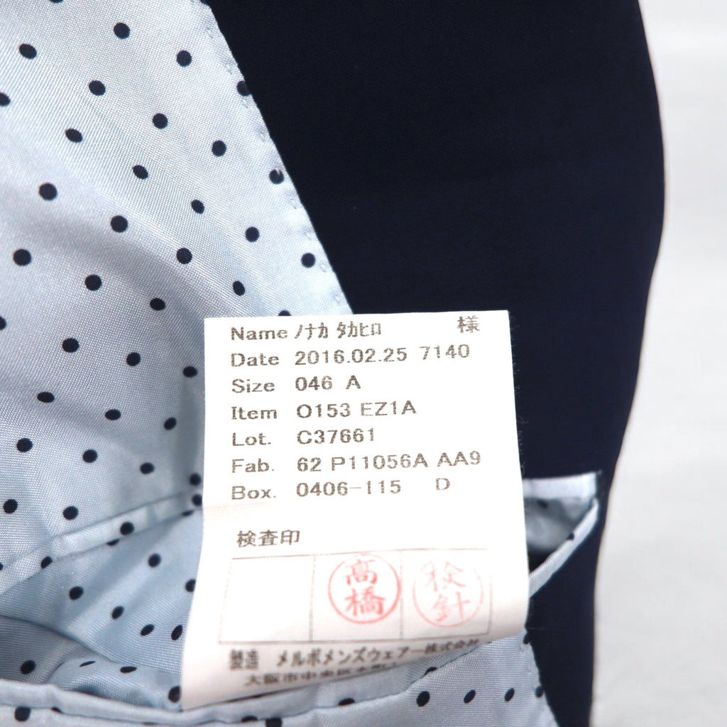 azabu tailor × loro Piana giacca sartoriale monopetto 2 bottoni S blu navy lana fodera a pois made in Japan