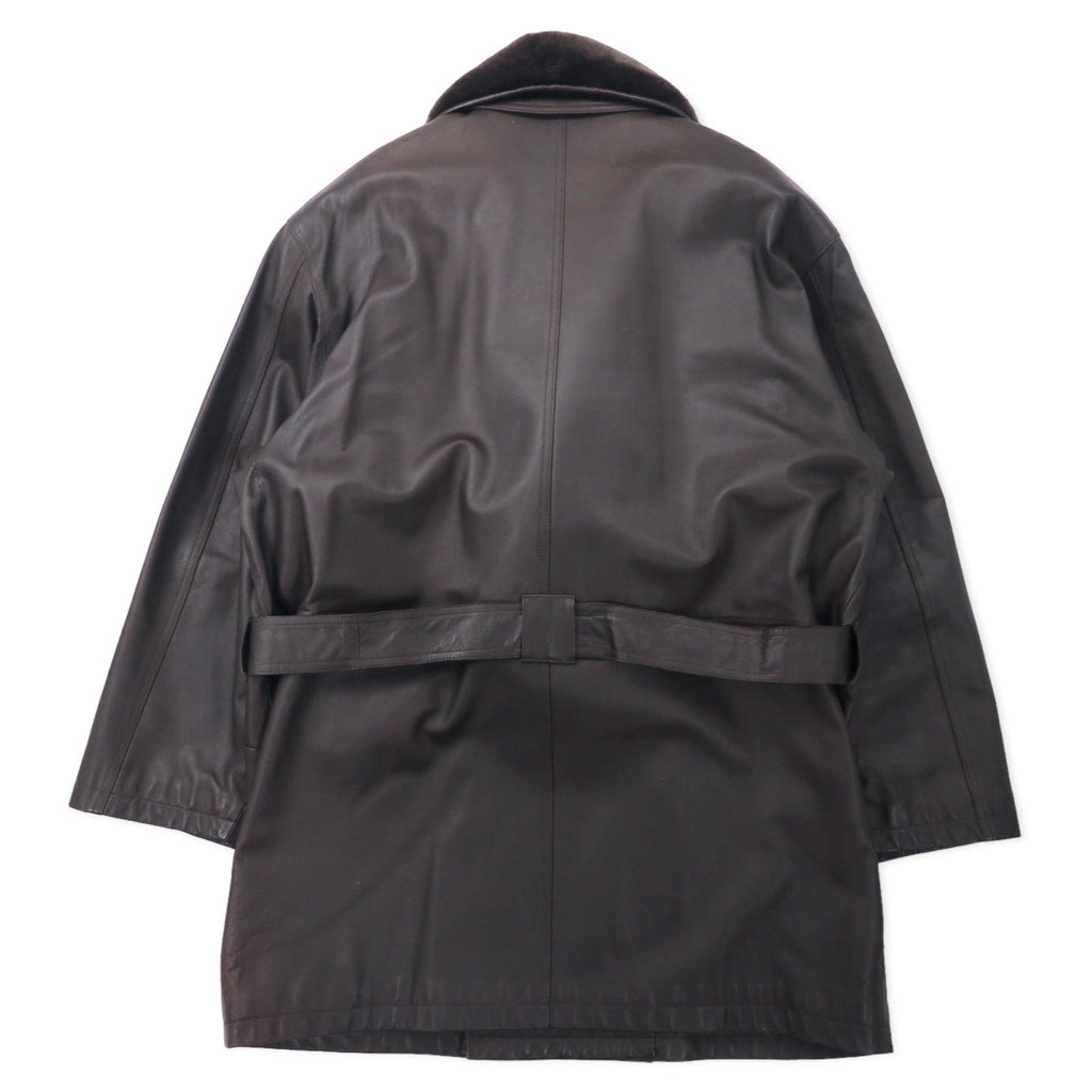ART GLENHILL FOR MEN - Cappotto in pelle d'agnello scamosciata con collo a scialle, taglia M, colore marrone, in vera pelle di pecora, collo in pelliccia rimovibile, prodotto in Giappone