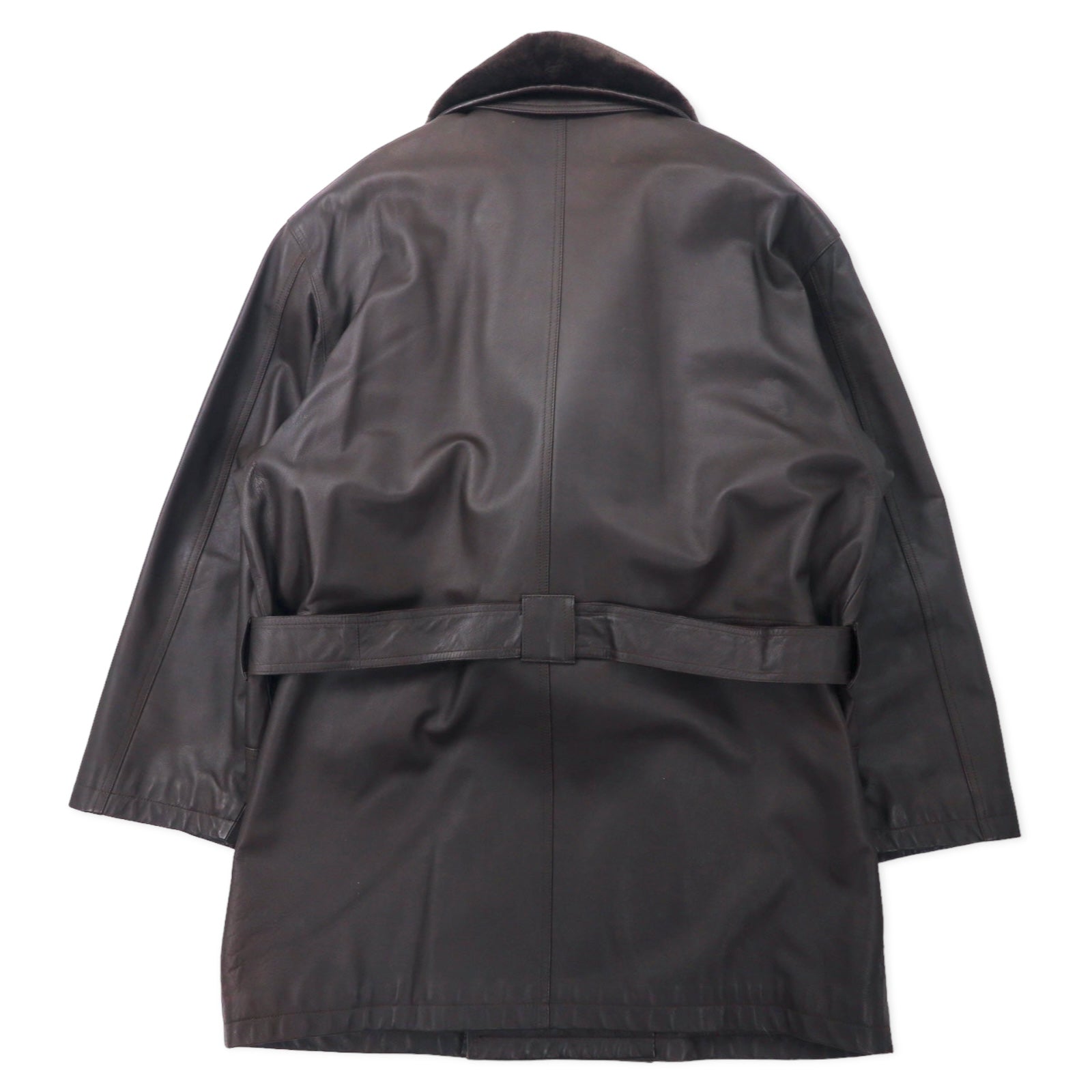 ART GLENHILL FOR MEN - Cappotto in pelle d'agnello scamosciata con collo a scialle, taglia M, colore marrone, in vera pelle di pecora, collo in pelliccia rimovibile, prodotto in Giappone
