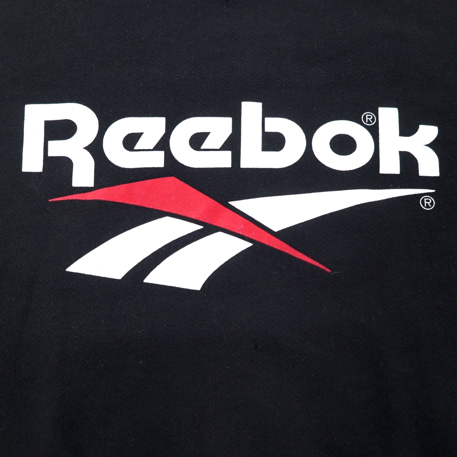 Felpa Reebok USA anni '90, logo Vettore stampato, taglia L, nera, in cotone felpato.
