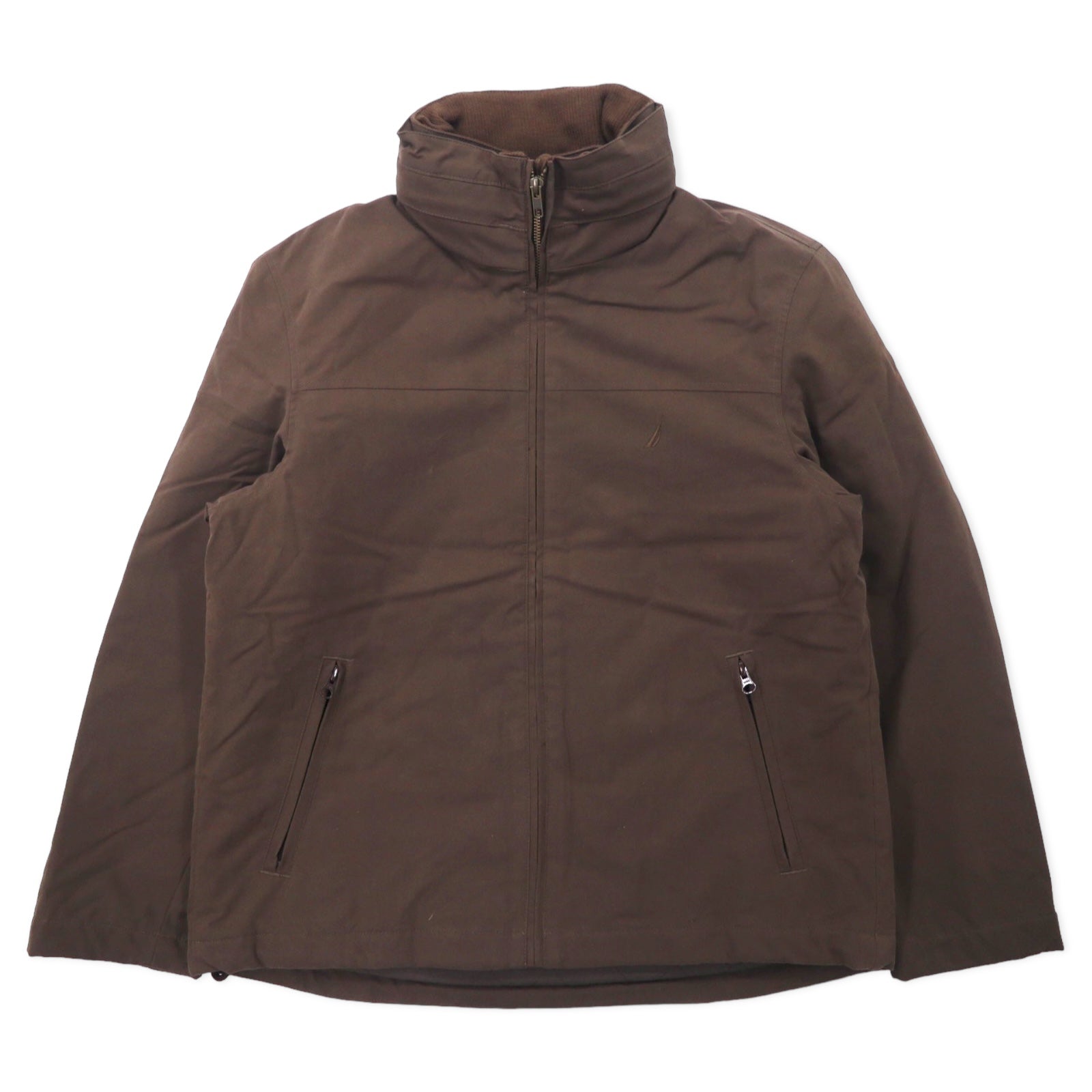 NAUTICA Giacca collo a listino L Cachi Cotone Poliestere Cappuccio a scomparsa Logo ricamato a punto singolo