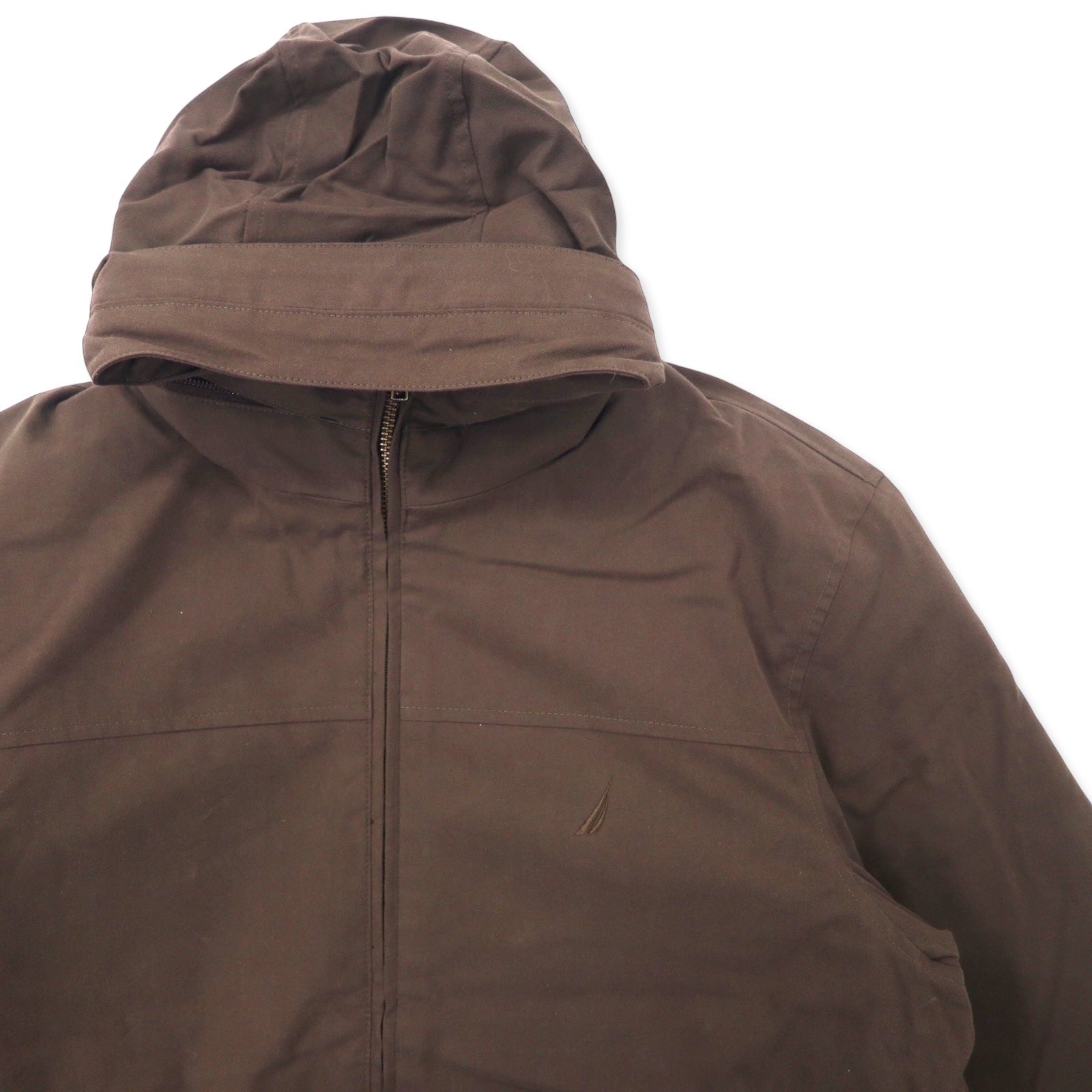 NAUTICA Giacca collo a listino L Cachi Cotone Poliestere Cappuccio a scomparsa Logo ricamato a punto singolo