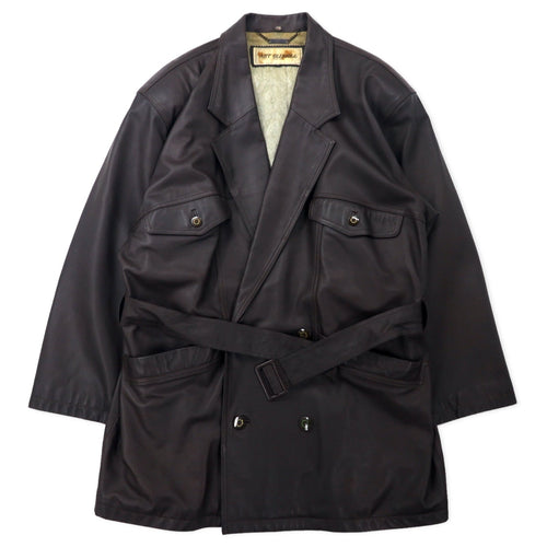 ART GLENHILL FOR MEN - Cappotto in pelle d'agnello scamosciata con collo a scialle, taglia M, colore marrone, in vera pelle di pecora, collo in pelliccia rimovibile, prodotto in Giappone