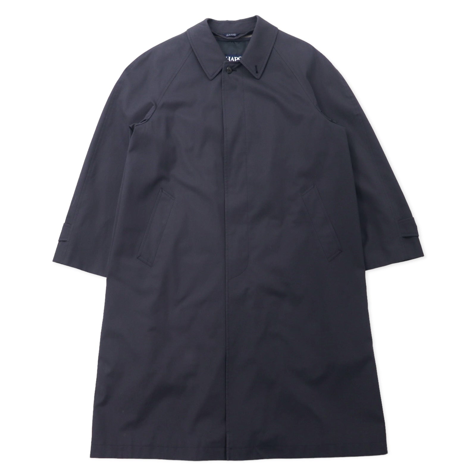 CHAPS RALPH LAUREN anni '90, cappotto monopetto, taglia LL, nero, cotone, abbottonatura nascosta, fodera staccabile