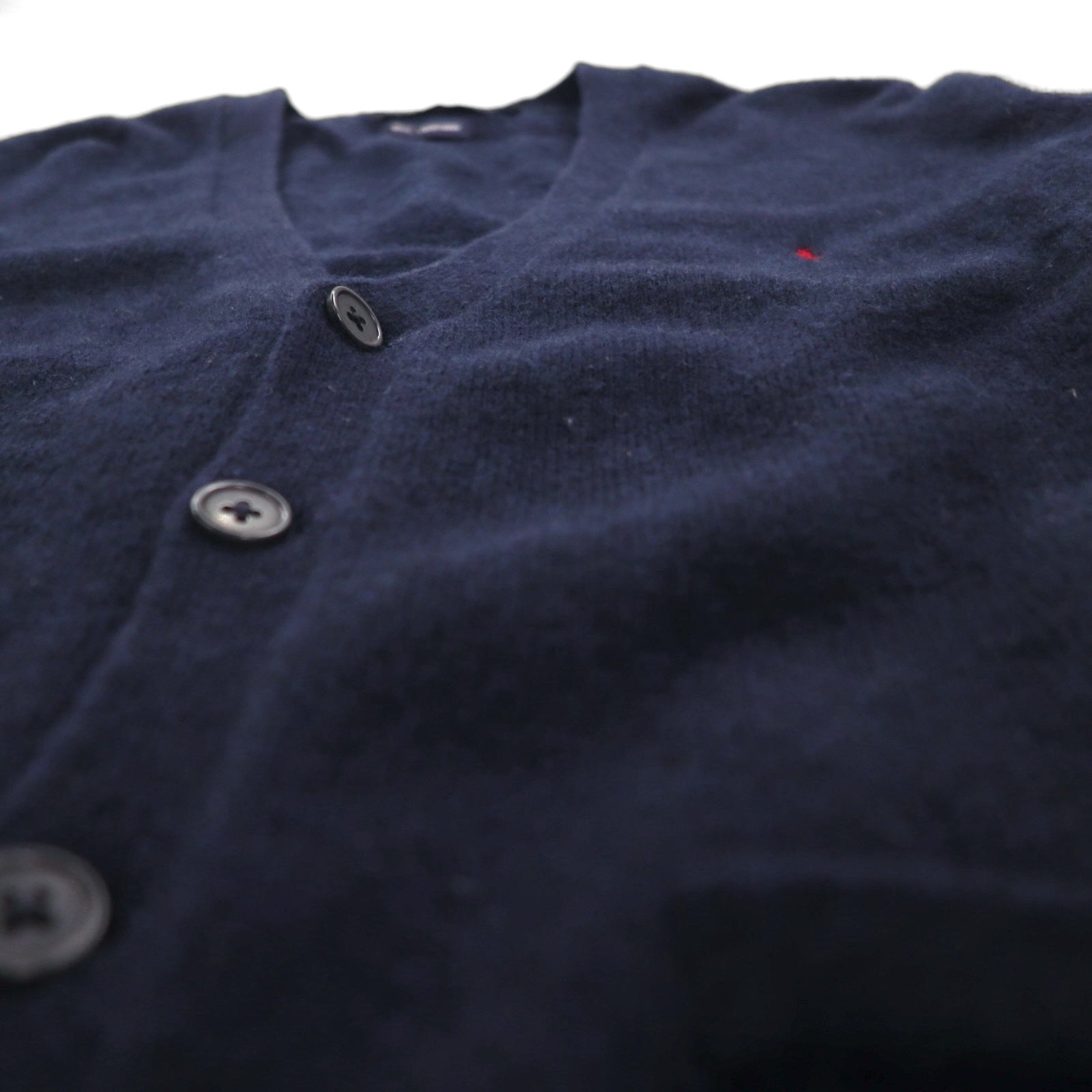 Polo Ralph Lauren 90年代 ラムウール ニット Vネック カーディガン M ネイビー 羊毛 スモールポニー刺繡