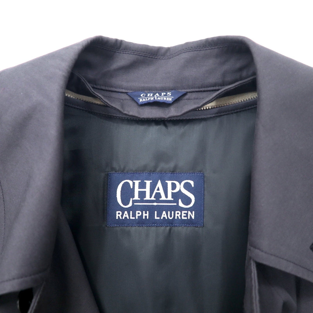 CHAPS RALPH LAUREN anni '90, cappotto monopetto, taglia LL, nero, cotone, abbottonatura nascosta, fodera staccabile
