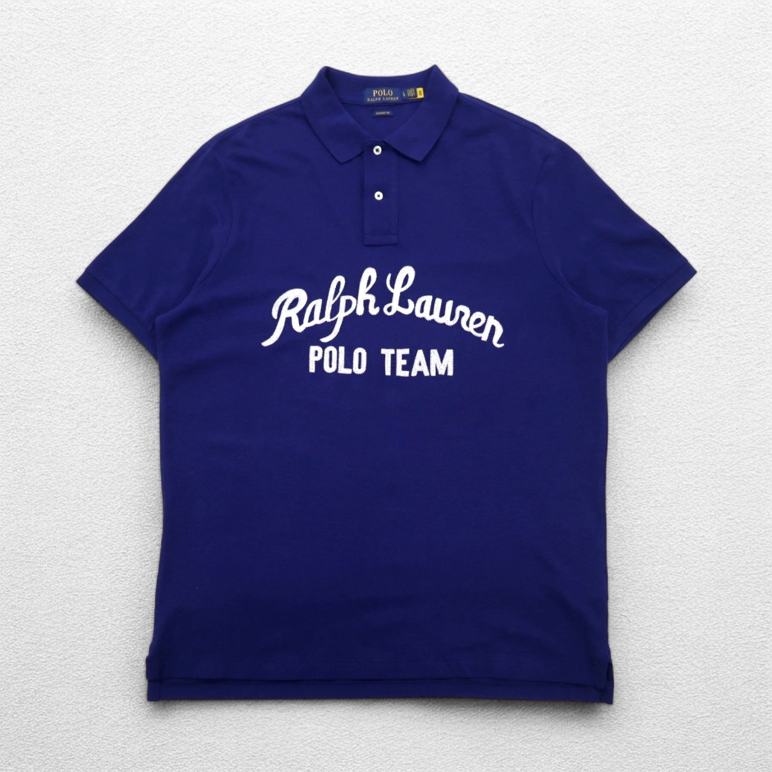 POLO RALPH LAUREN Polo ricamata con cucitura a catena L blu Piquet POLO TEAM