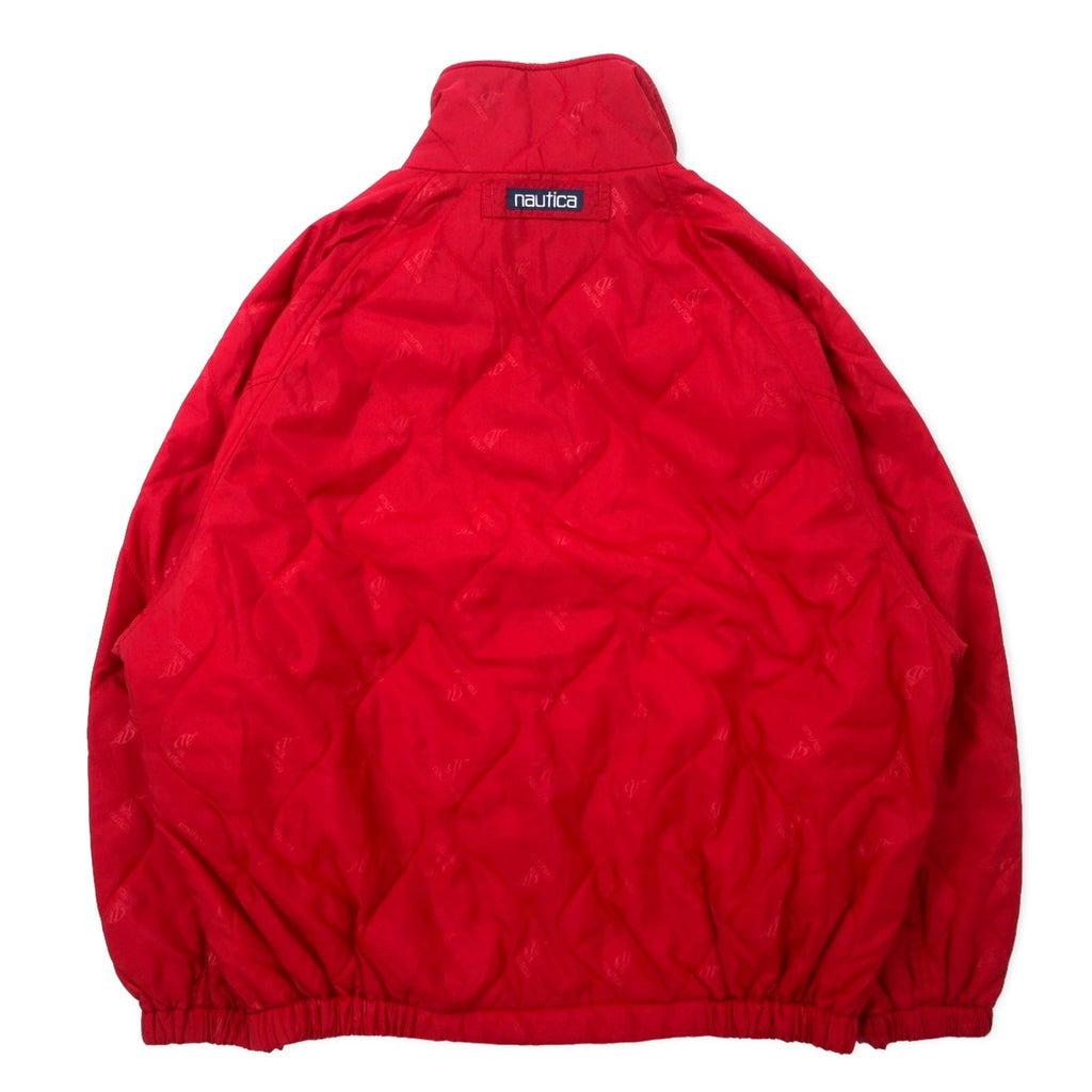 nautica 90年代 インサレーション ジャケット M レッド ナイロン 中綿 ロゴ総柄
