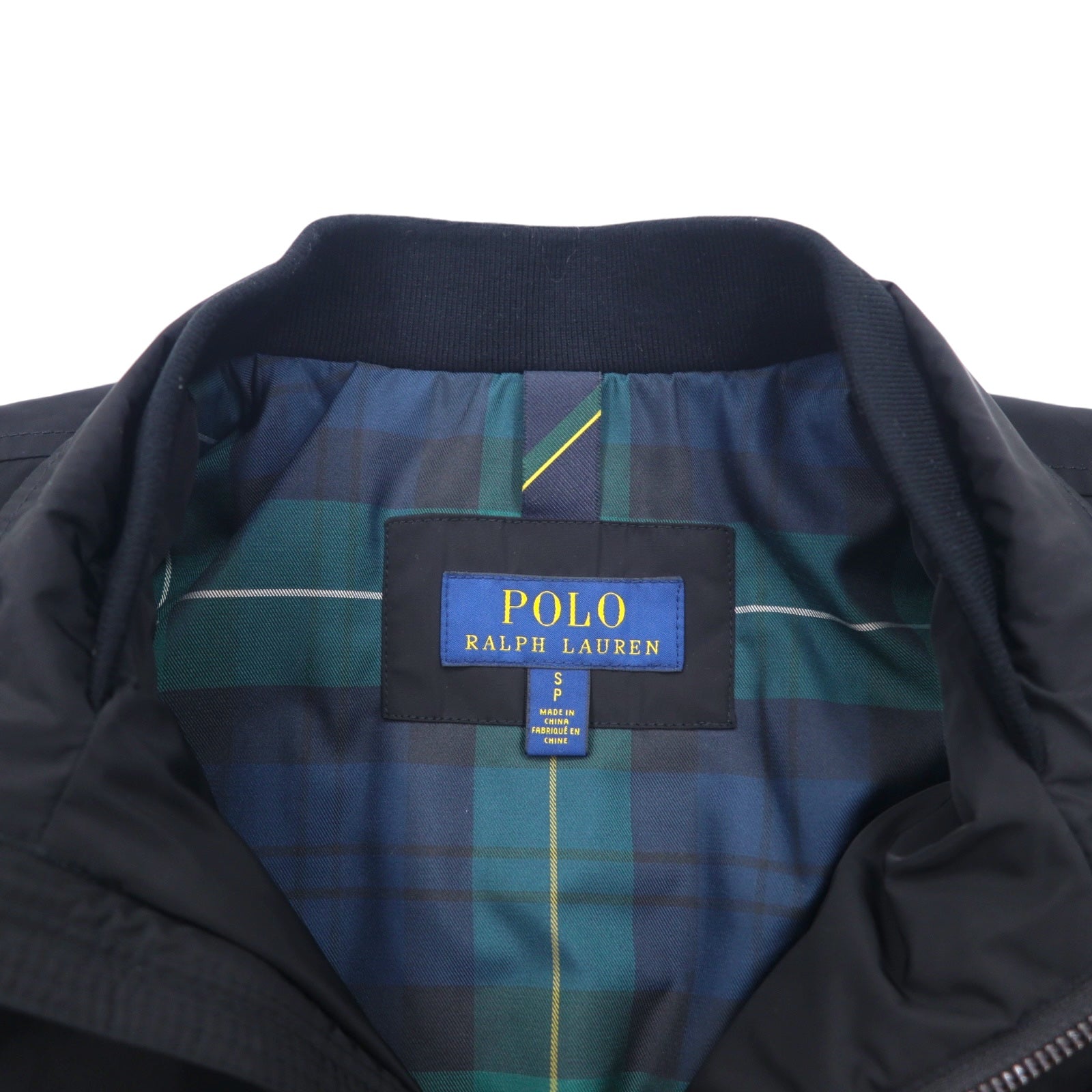 POLO RALPH LAUREN スウィングトップ ハリントンジャケット 中綿 S ブラック ポリエステル 裏地タータンチェック スモールポニー 刺繍