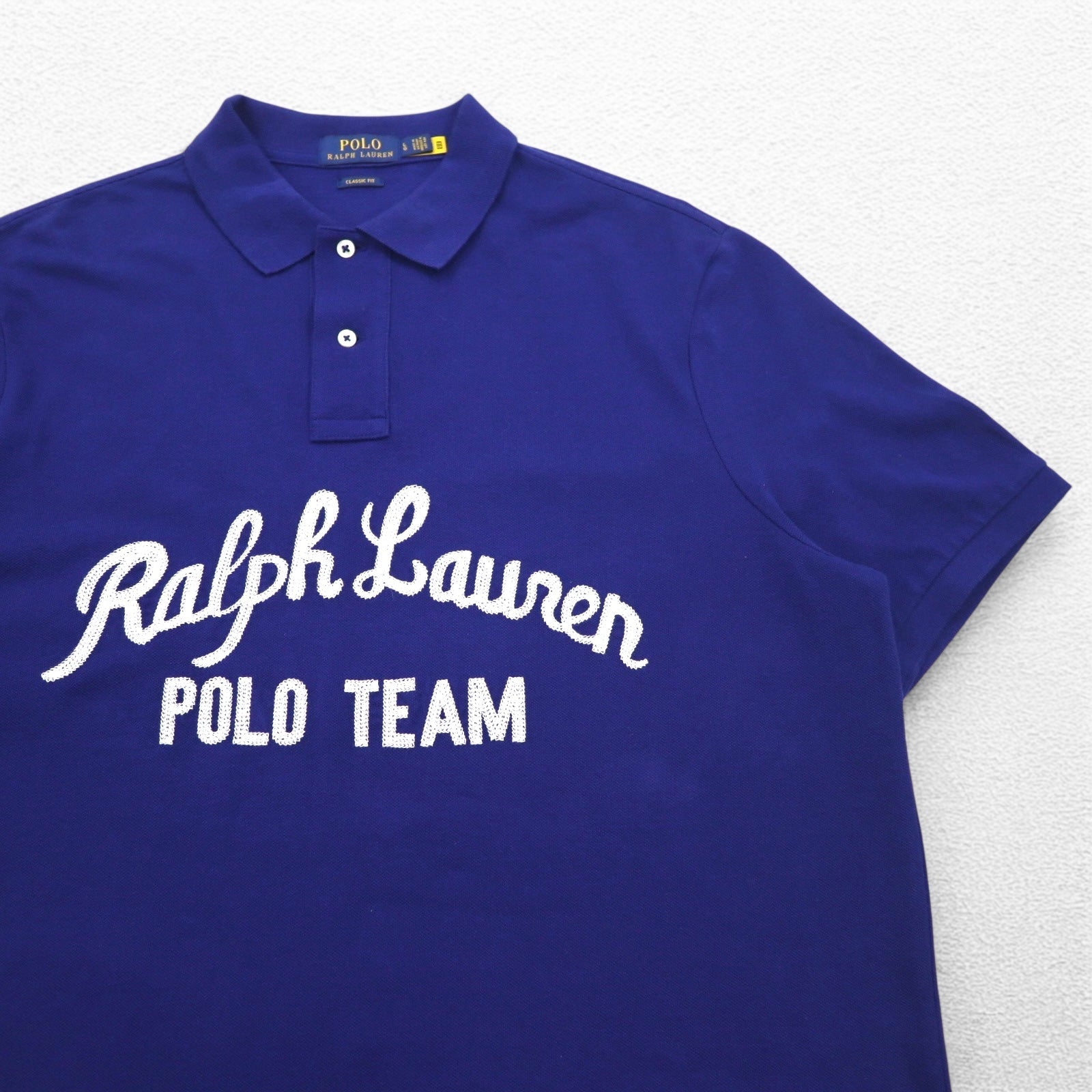 POLO RALPH LAUREN Polo ricamata con cucitura a catena L blu Piquet POLO TEAM