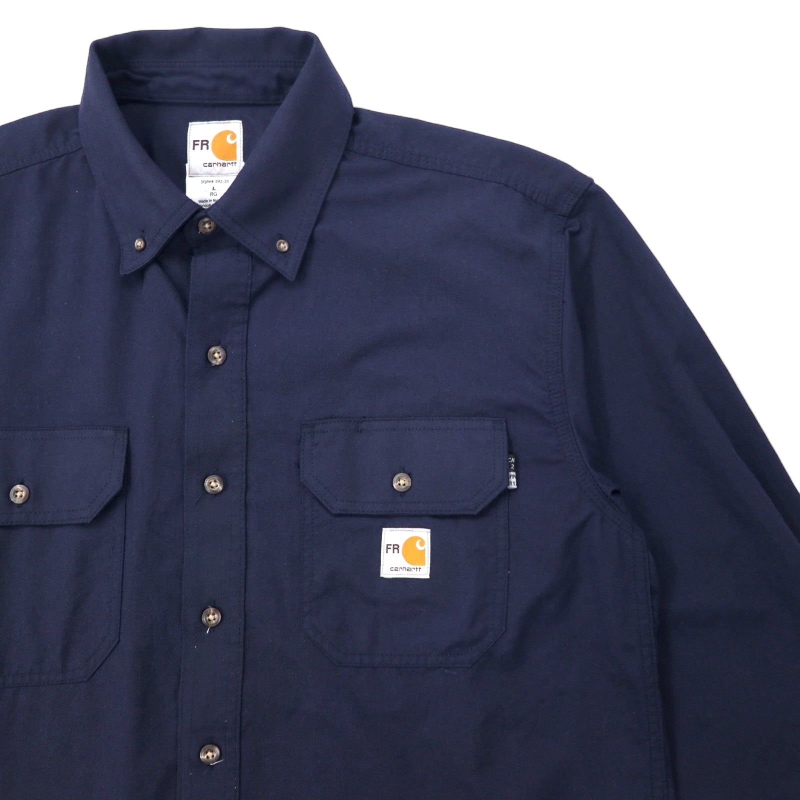 Carhartt FR - Camicia button-down da lavoro, taglia L, blu navy, aramide, tessuto ignifugo, oversize 395-20